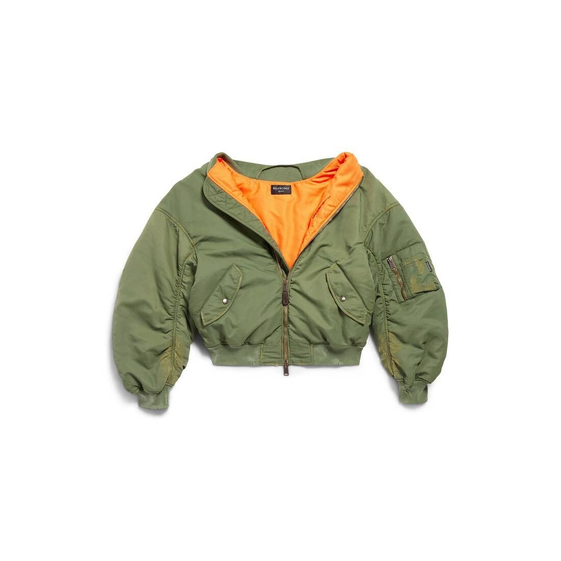 Balenciaga Balenciaga Off-shoulder Bomber dark green | Grailed