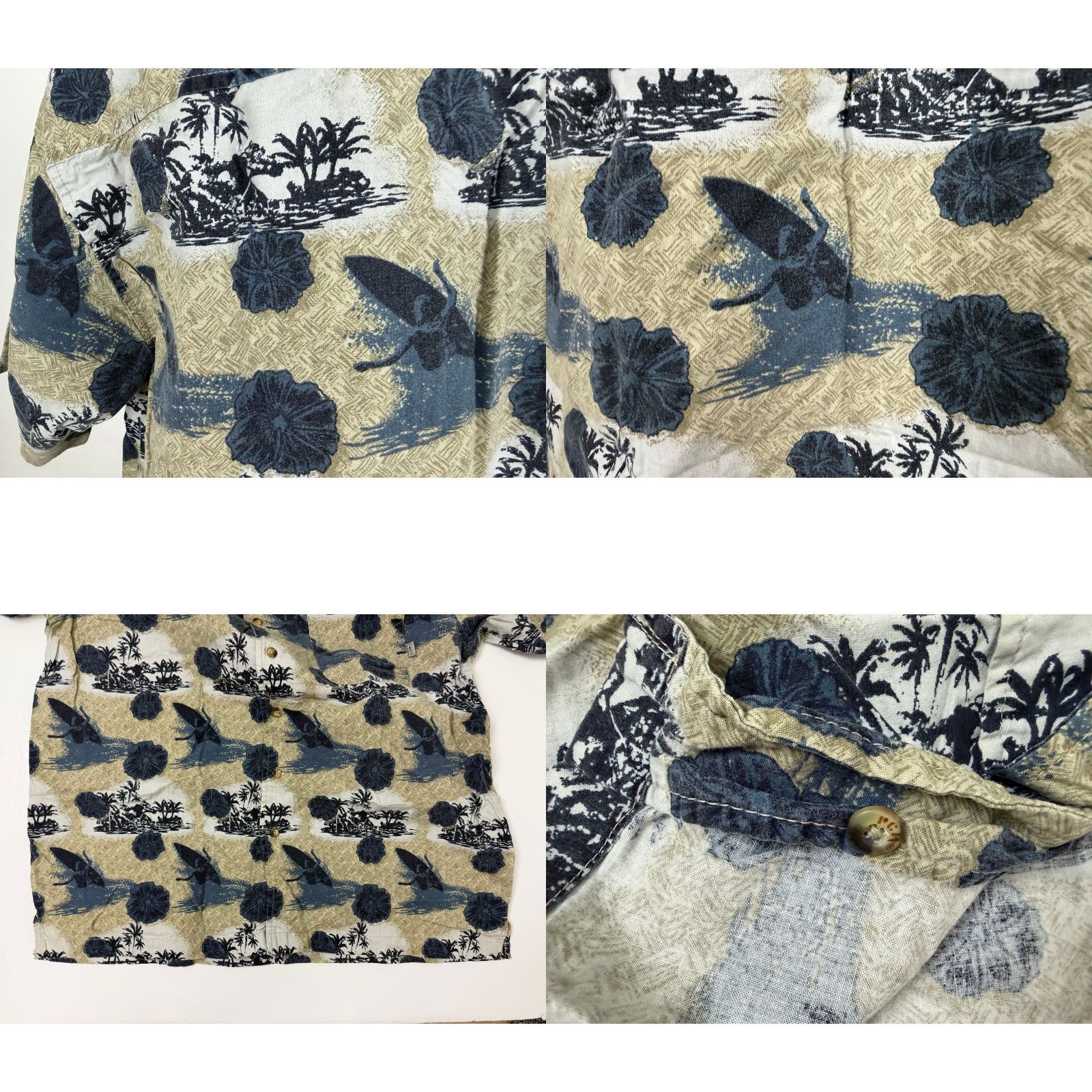 Vintage VINTAGE Pacific Coast Highway Hawaiian Shirt Mens L beige Cotton 90s Floral Surf Camp Collar Button-Up Short Sleeve Size US L / EU 52-54 / 3 - 9 Thumbnail