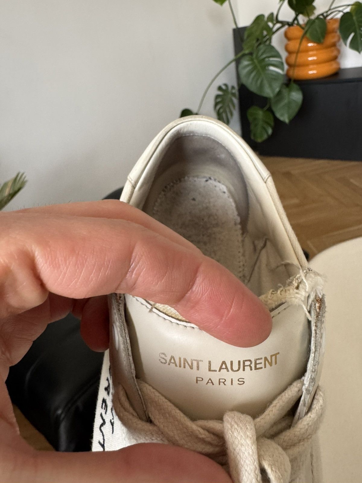 Saint Laurent Paris Saint Laurent Low Top Distressed Logo Designer Sneakers Rare Size US 6.5 / EU 39-40 - 9 Thumbnail