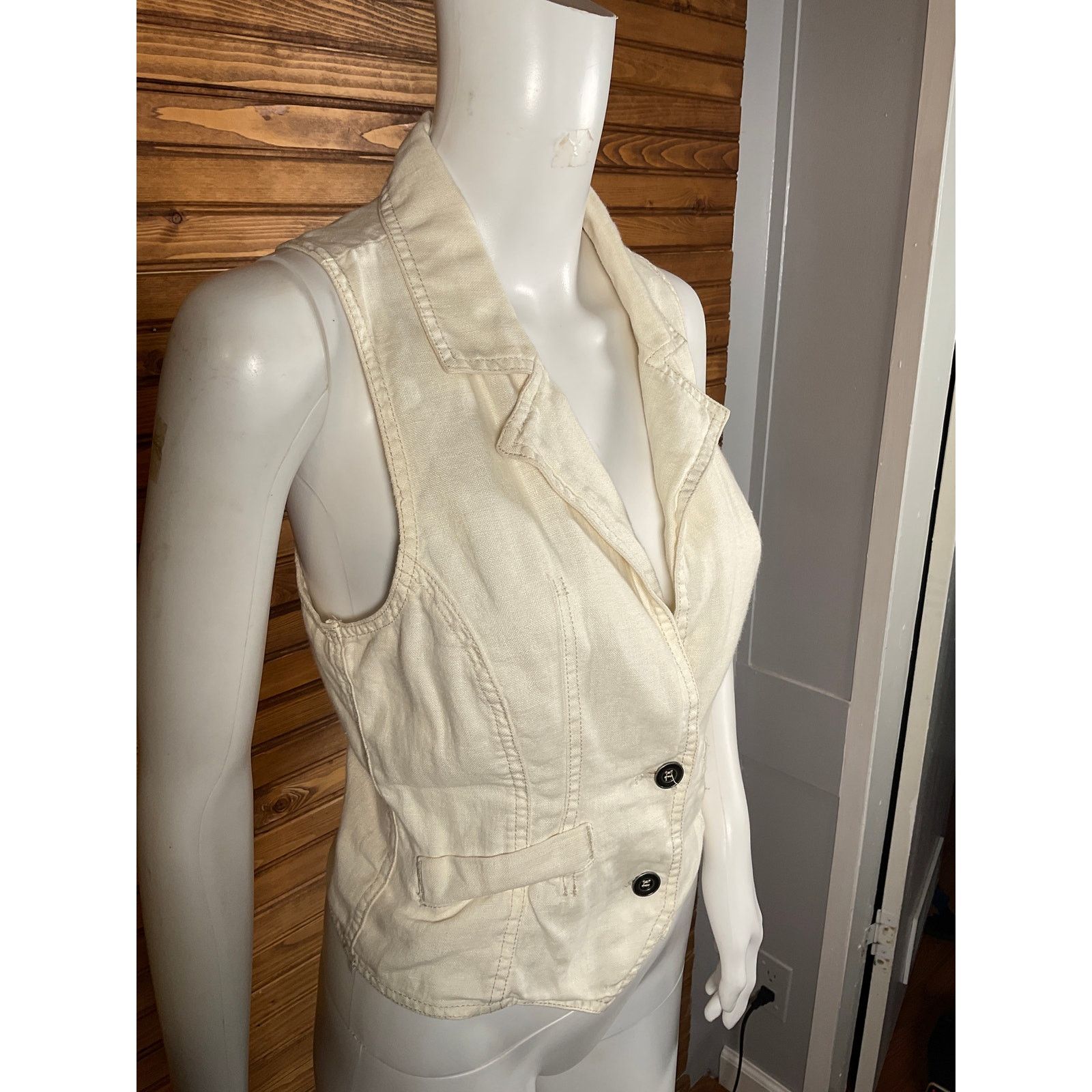 Rusty Vintage Y2K Rusty Surf Brand Linen 2 Button Vest Small Size S / US 4 / IT 40 - 5 Thumbnail