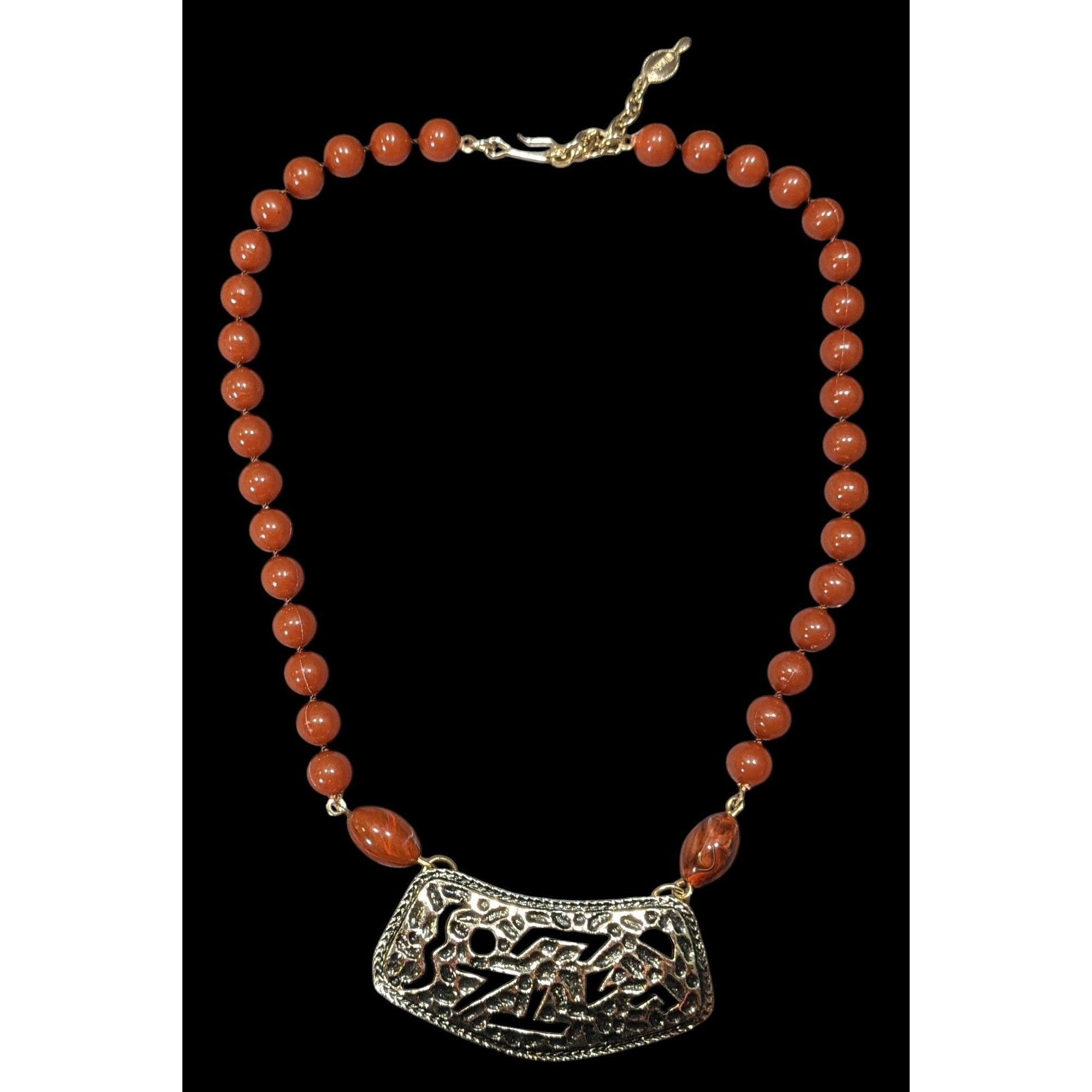 Other Vintage Sarah Coventry Beaded Abstract Cutout Pendant Neckla Size ONE SIZE - 1 Thumbnail