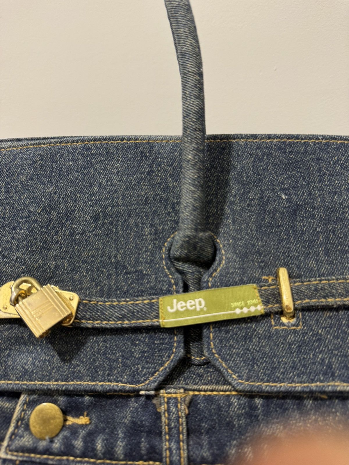 Handmade VINTAGE JEEP DENIM HANDMADE BIRKIN STYLE HANDBAG Size ONE SIZE - 7 Thumbnail
