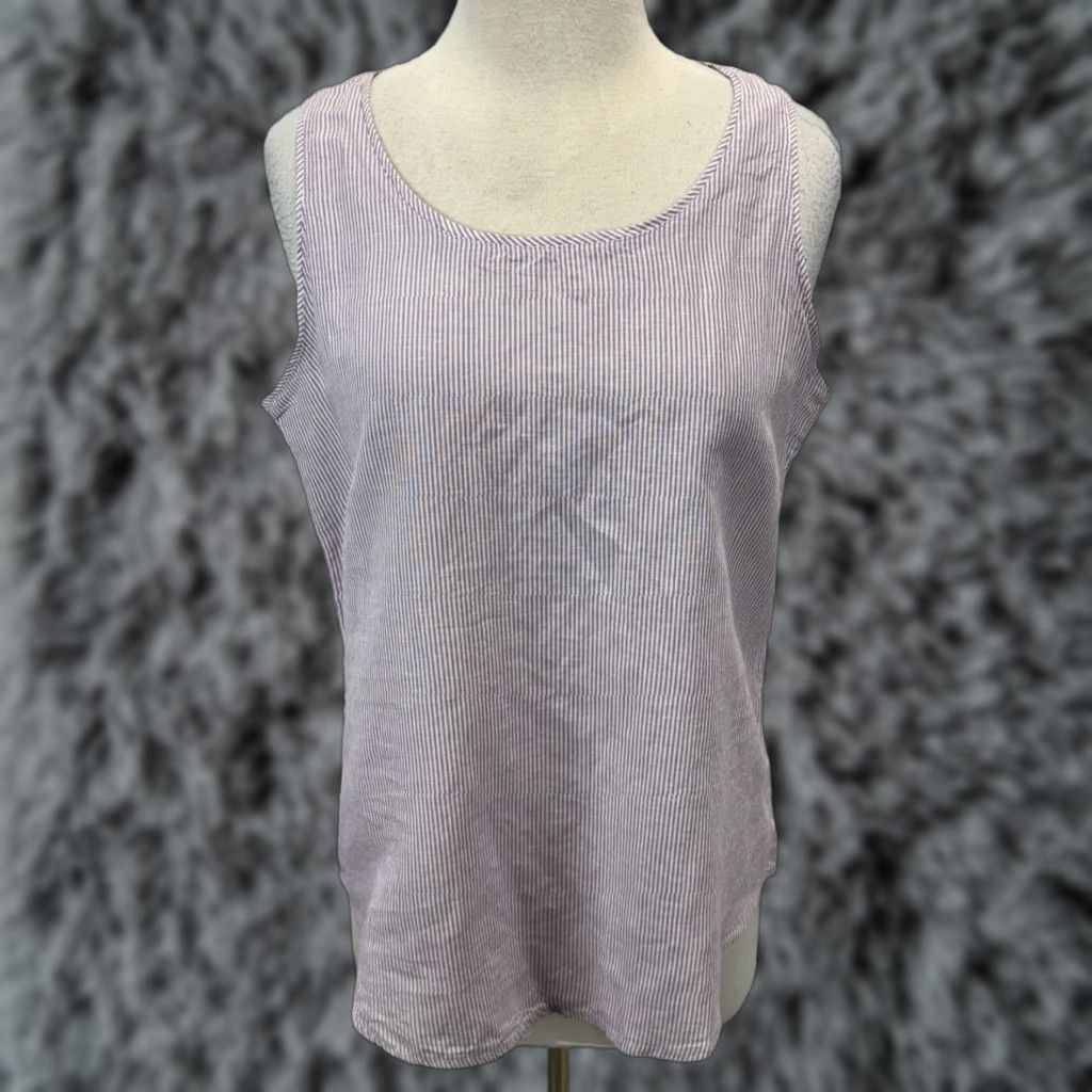 Vintage VINTAGE Chicos Linen Blend Tank Top Women Medium Purple White Sleeveless 90s Casual Shirts Size M / US 6-8 / IT 42-44 - 1 Thumbnail