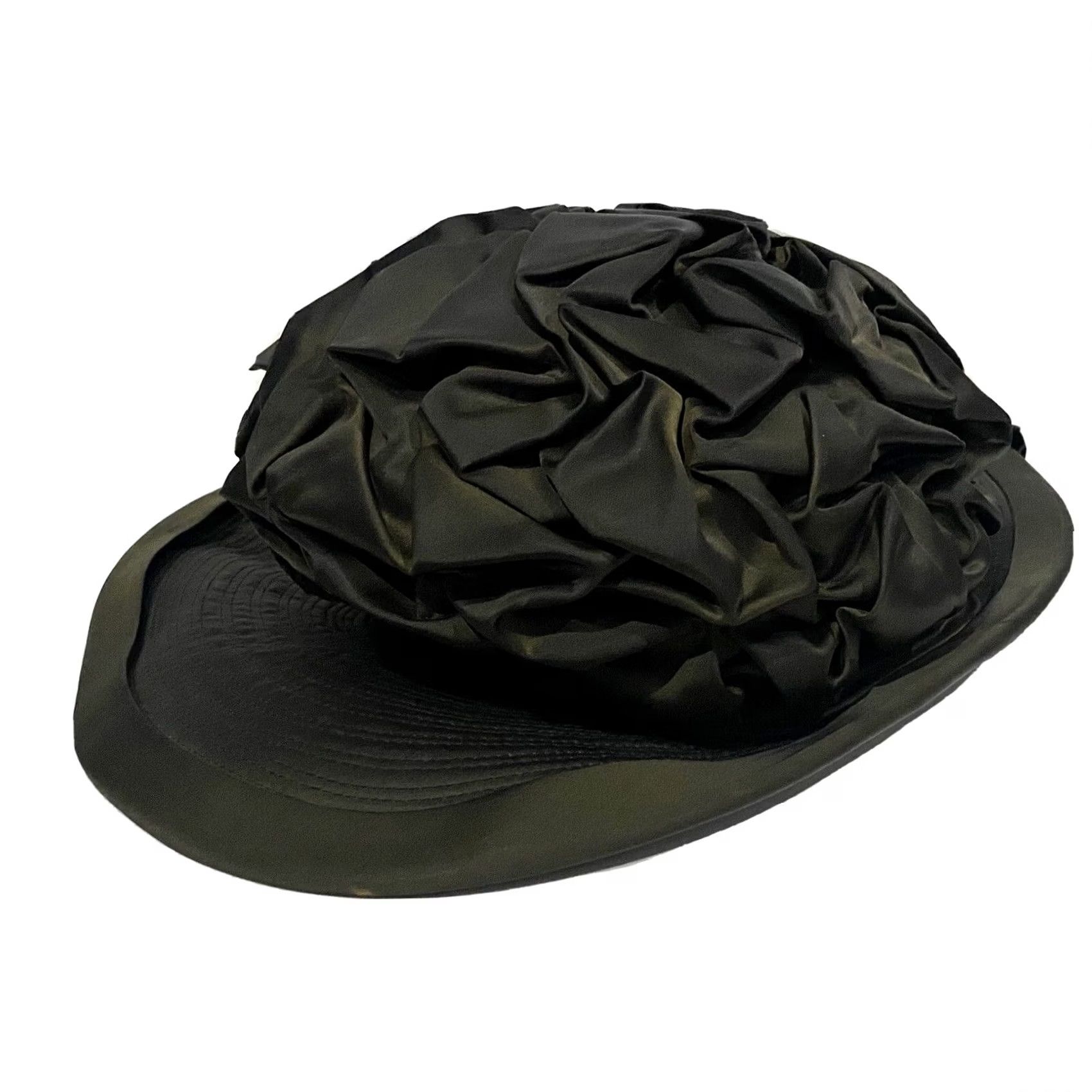 Vintage VINTAGE Charo Hat 1950s Women’s Dark Green Satin Bow Size ONE SIZE - 5 Thumbnail