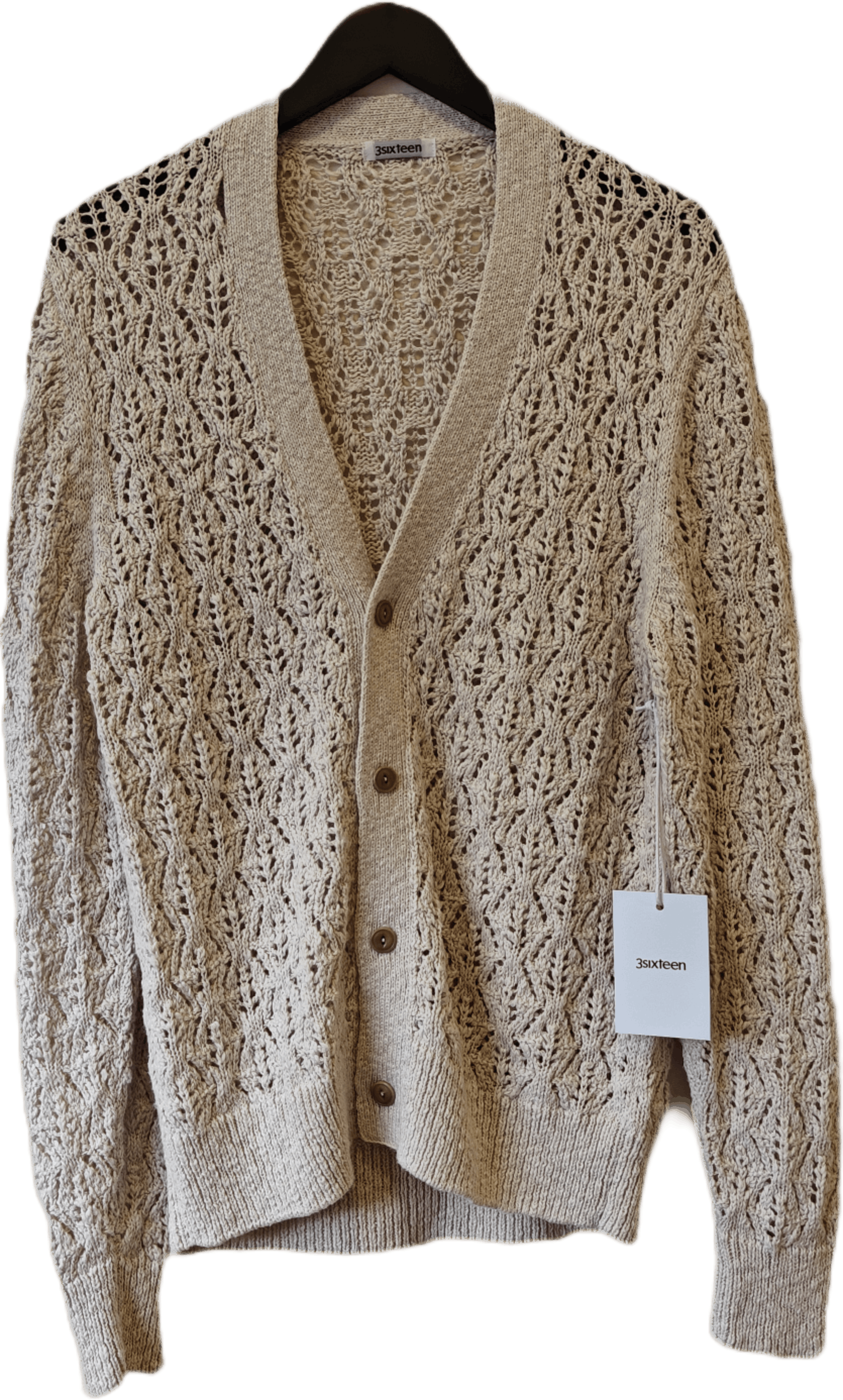 3sixteen NWT Knit ecru cardigan, crochet fits small $298 Size US M / EU 48-50 / 2 - 1 Thumbnail