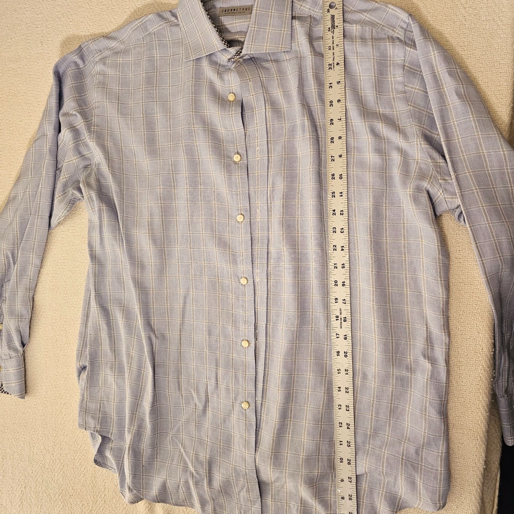 Vintage Jack Stone Thomas Dean Button-Up Shirt Men Large Blue Check Long Sleeve Size US L / EU 52-54 / 3 - 4 Thumbnail