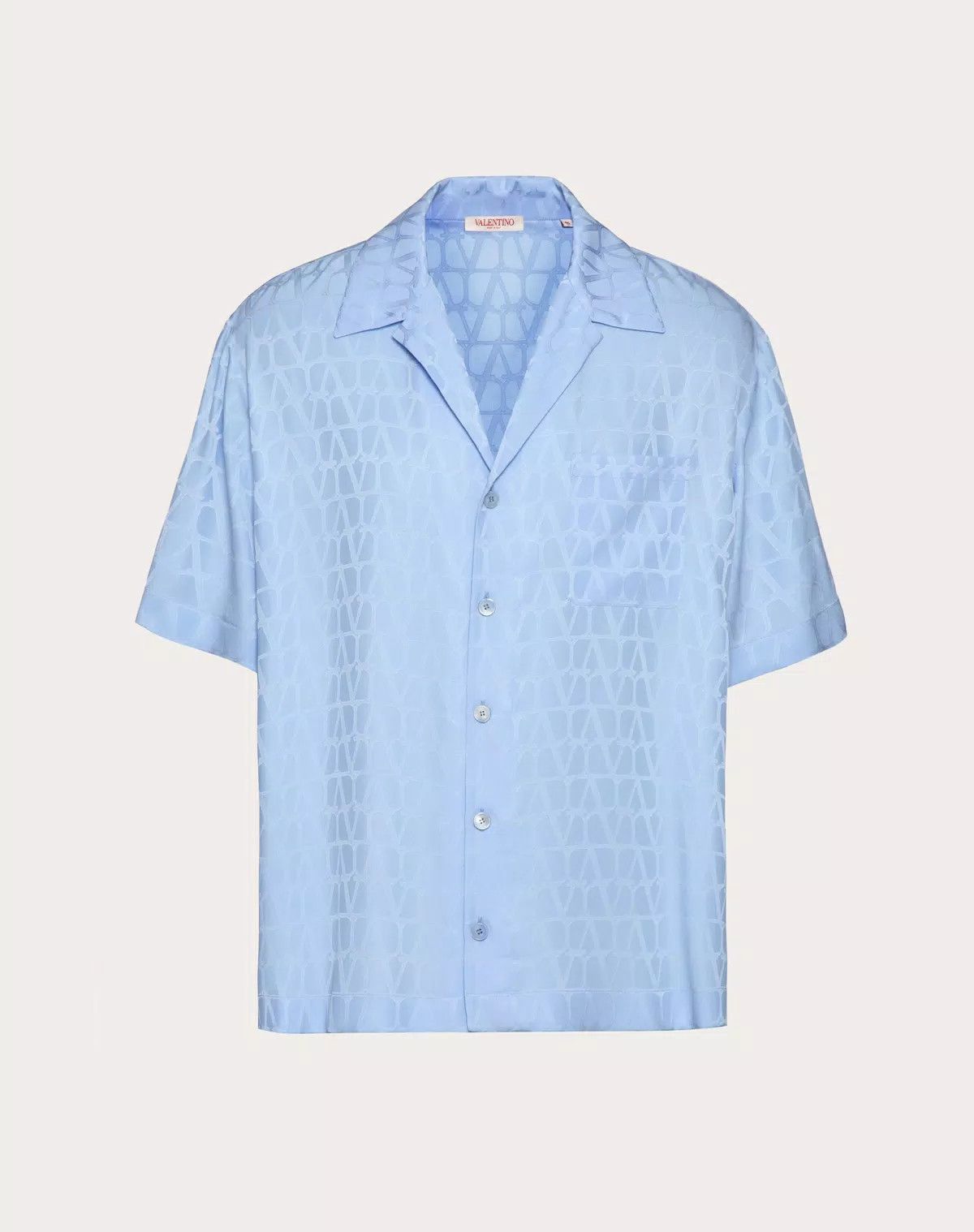 Valentino oc11z0725 Silk Bowling Shirt in Sky Blue Size US S / EU 44-46 / 1 - 1 Thumbnail