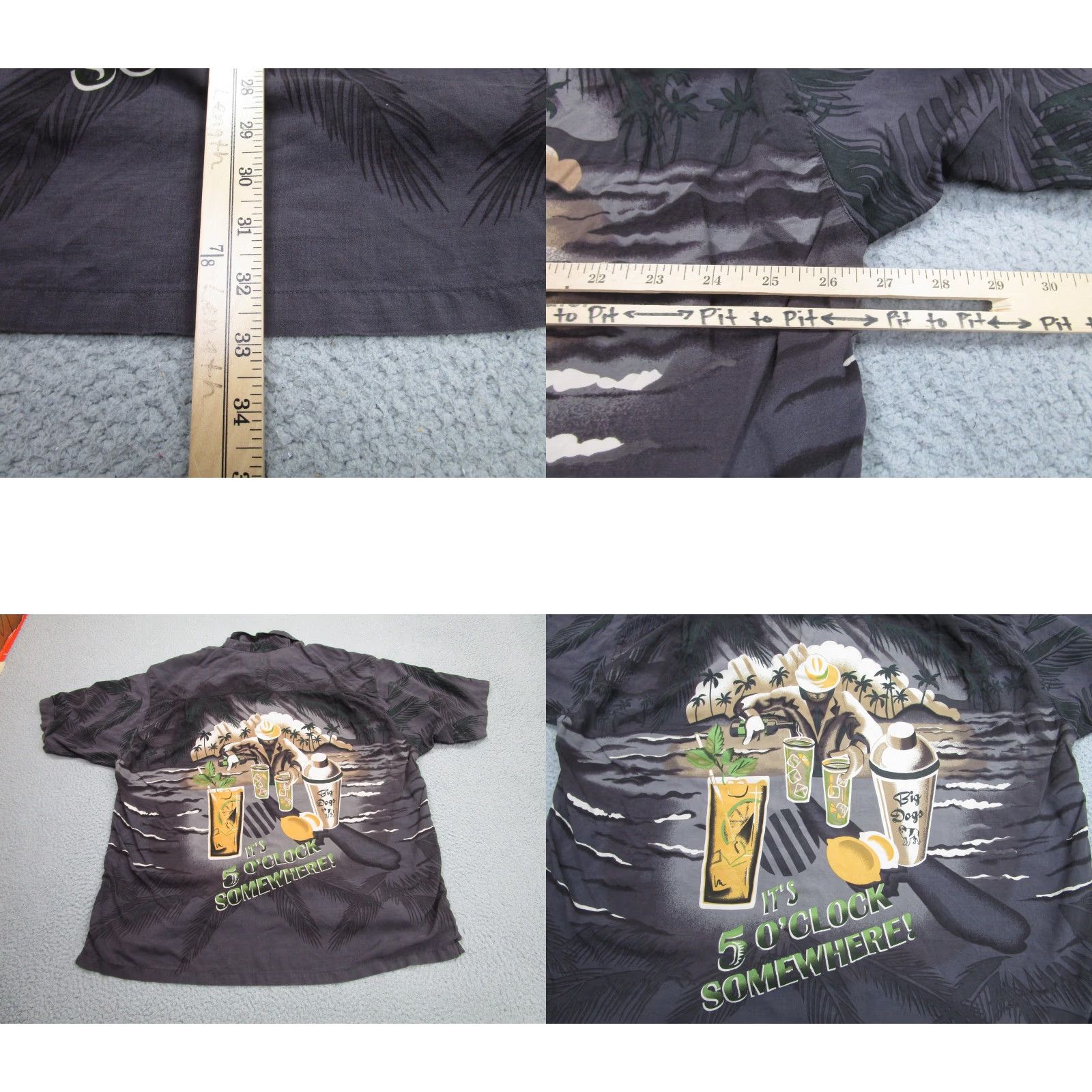 Big Dogs Big Dogs Shirt Mens 2XL Gray It's 5 O'Clock Somewhere Hawaiian Aloha Cocktail Mens Size US XXL / EU 58 / 5 - 8 Thumbnail