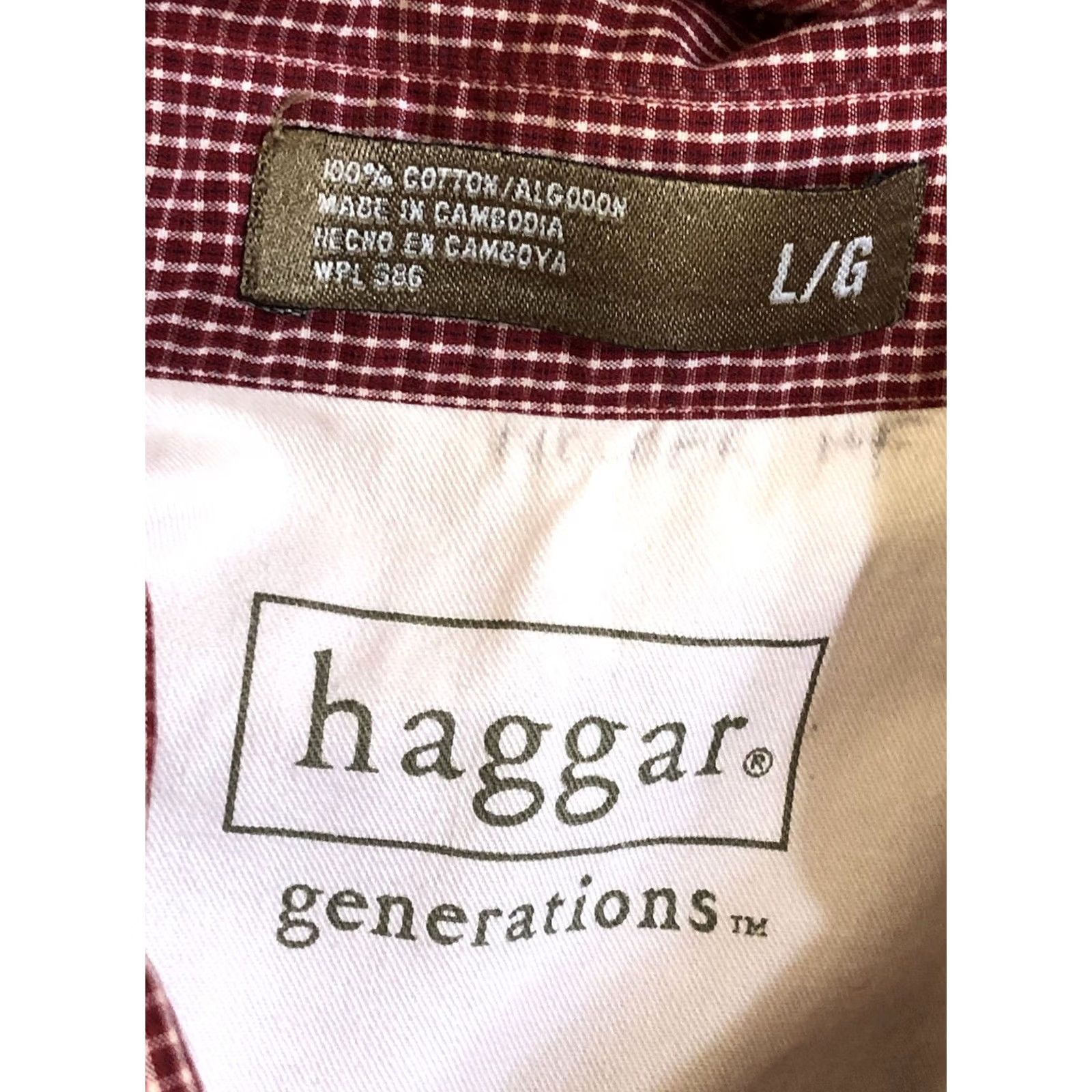 Haggar Haggar Oxford Button-Up L Red Plaid Short Sleeve Pocket Preppy Office Shirt Men Size US 33 - 4 Thumbnail