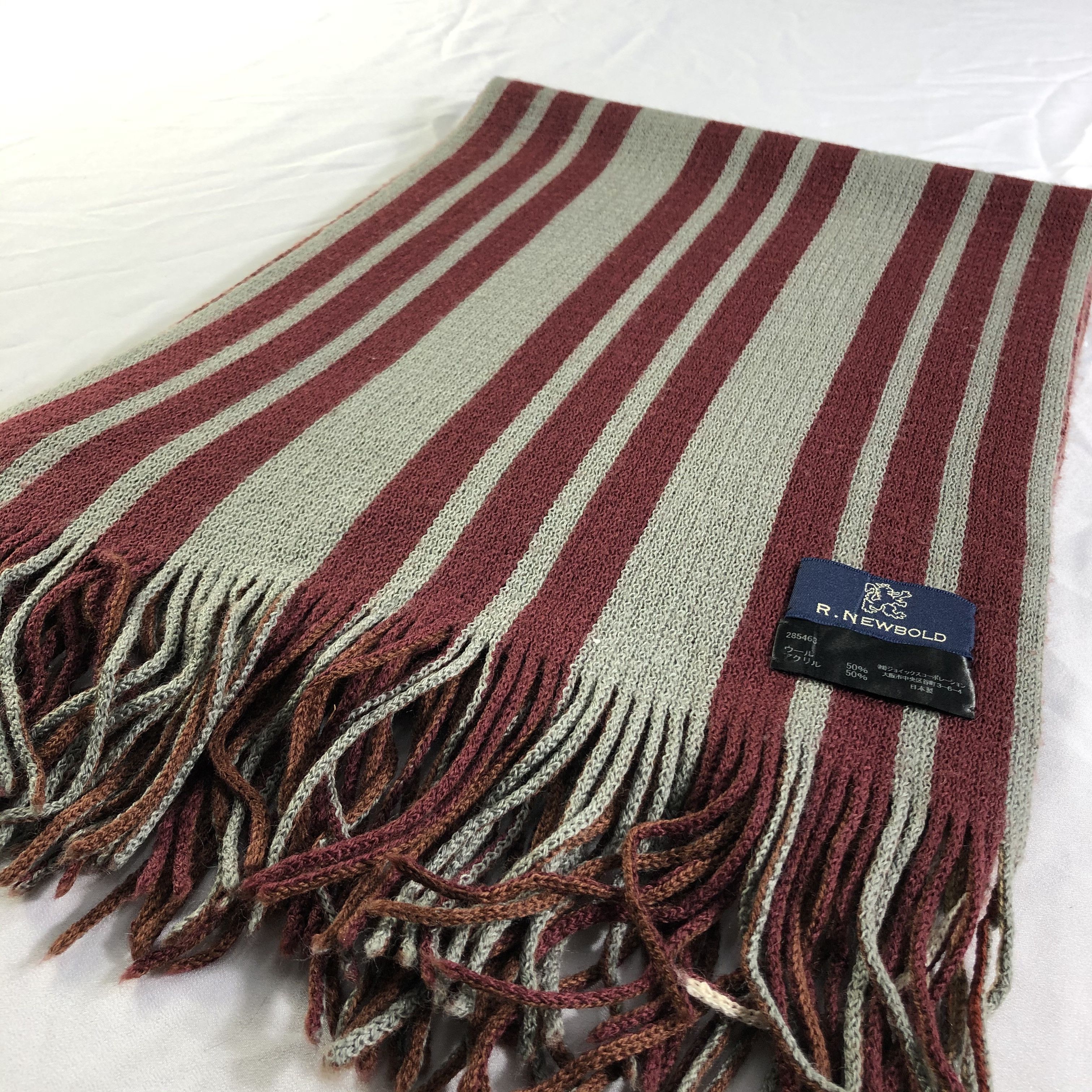 R.Newbold R.Newbold Stripe Wool Scarf Muffler Neckwear V2441 Size ONE SIZE - 4 Thumbnail