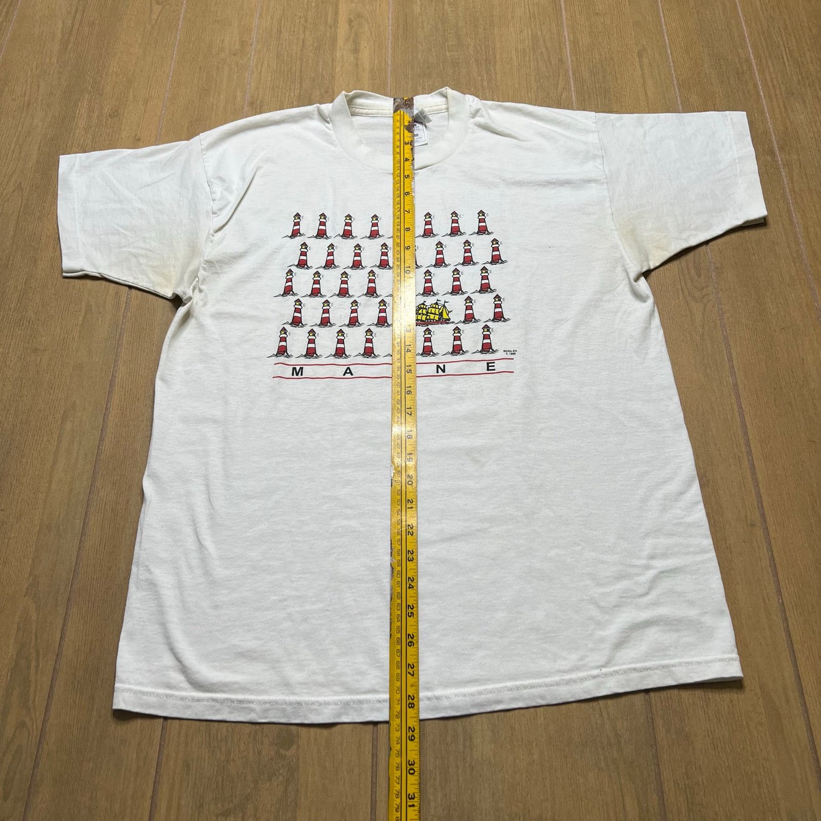 Fruit Of The Loom Vintage 90s Maine Lighthouse T-Shirt Size Large USA Size US L / EU 52-54 / 3 - 5 Thumbnail
