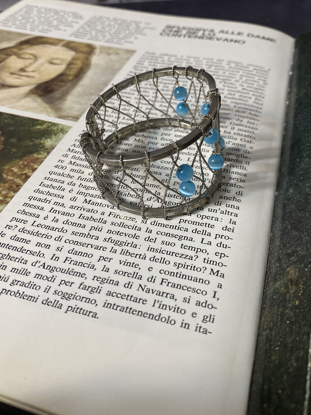 Jewelry × Vintage Retro Futuristic Bracelet with Blue Ceramic Size ONE SIZE - 3 Thumbnail