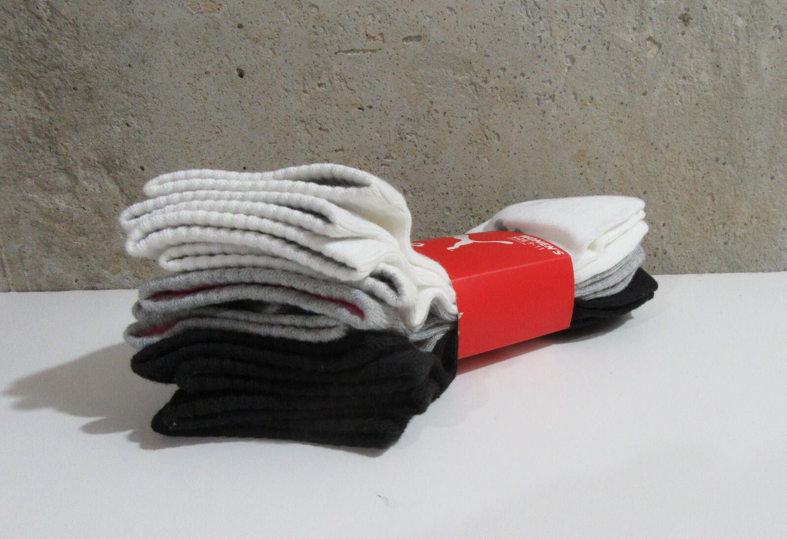 Puma Puma Womens Quarter Crew Socks Black White Grey Pack of 6 Size ONE SIZE - 3 Thumbnail