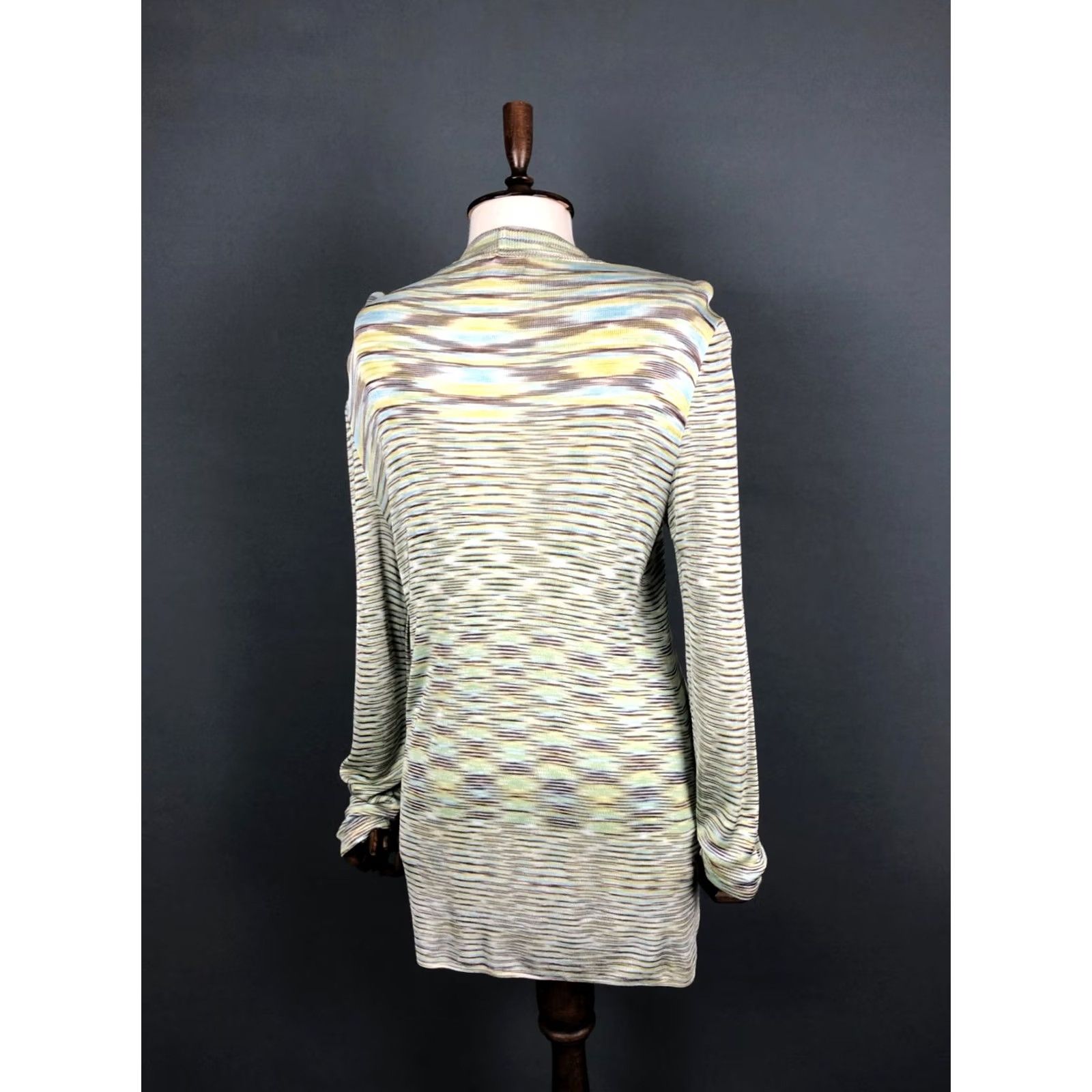Missoni Missoni Women's Cardigan Size 46 Multicolor Striped Cotton Blend Knit Long Sleeve V-Neck Button Side Pockets Regular Fit Adult Womens Size L / US 10 / IT 46 - 3 Thumbnail