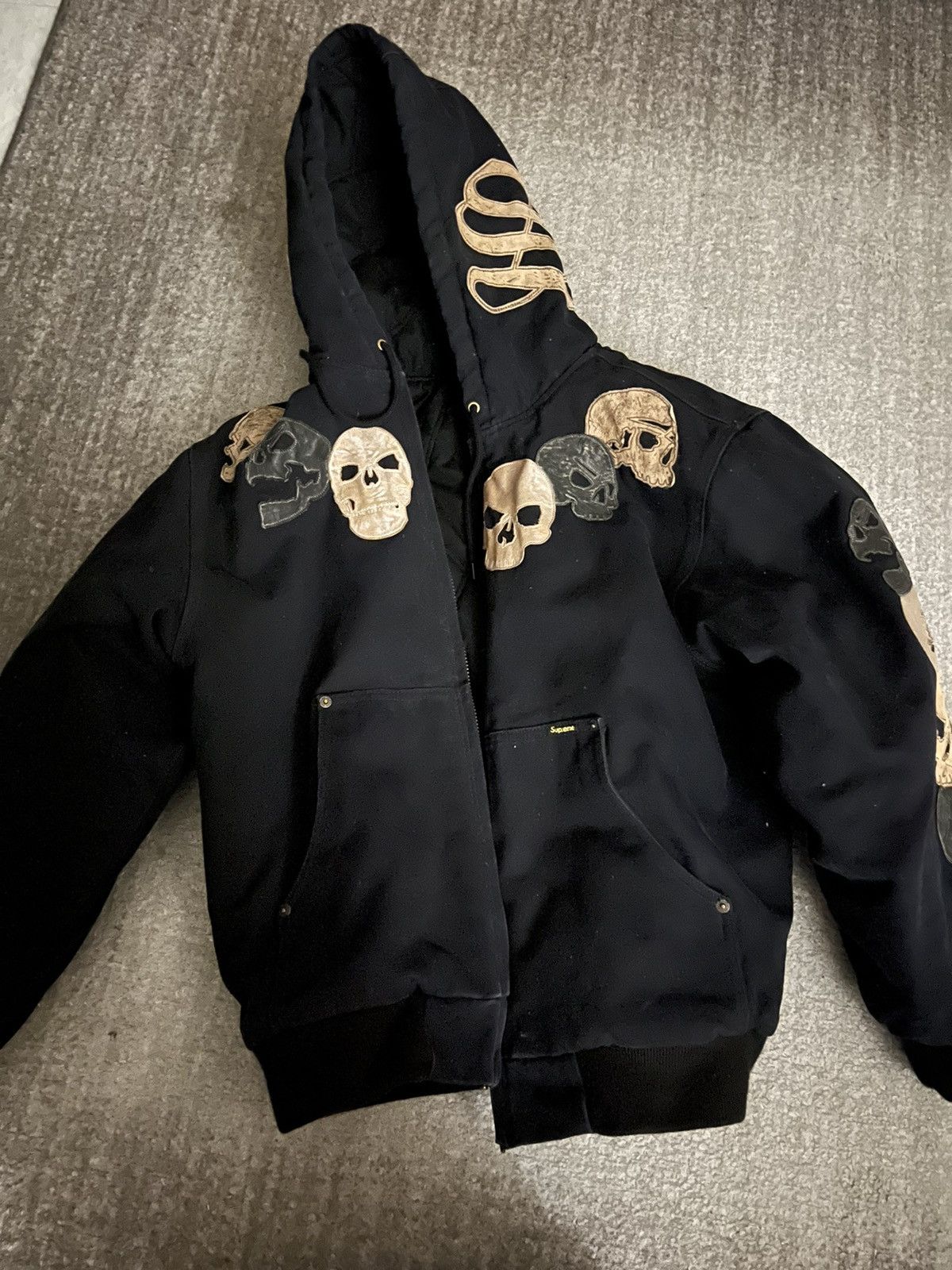 image of Supreme Great China Wall Work Jacket in Black, Men's (Size Small)