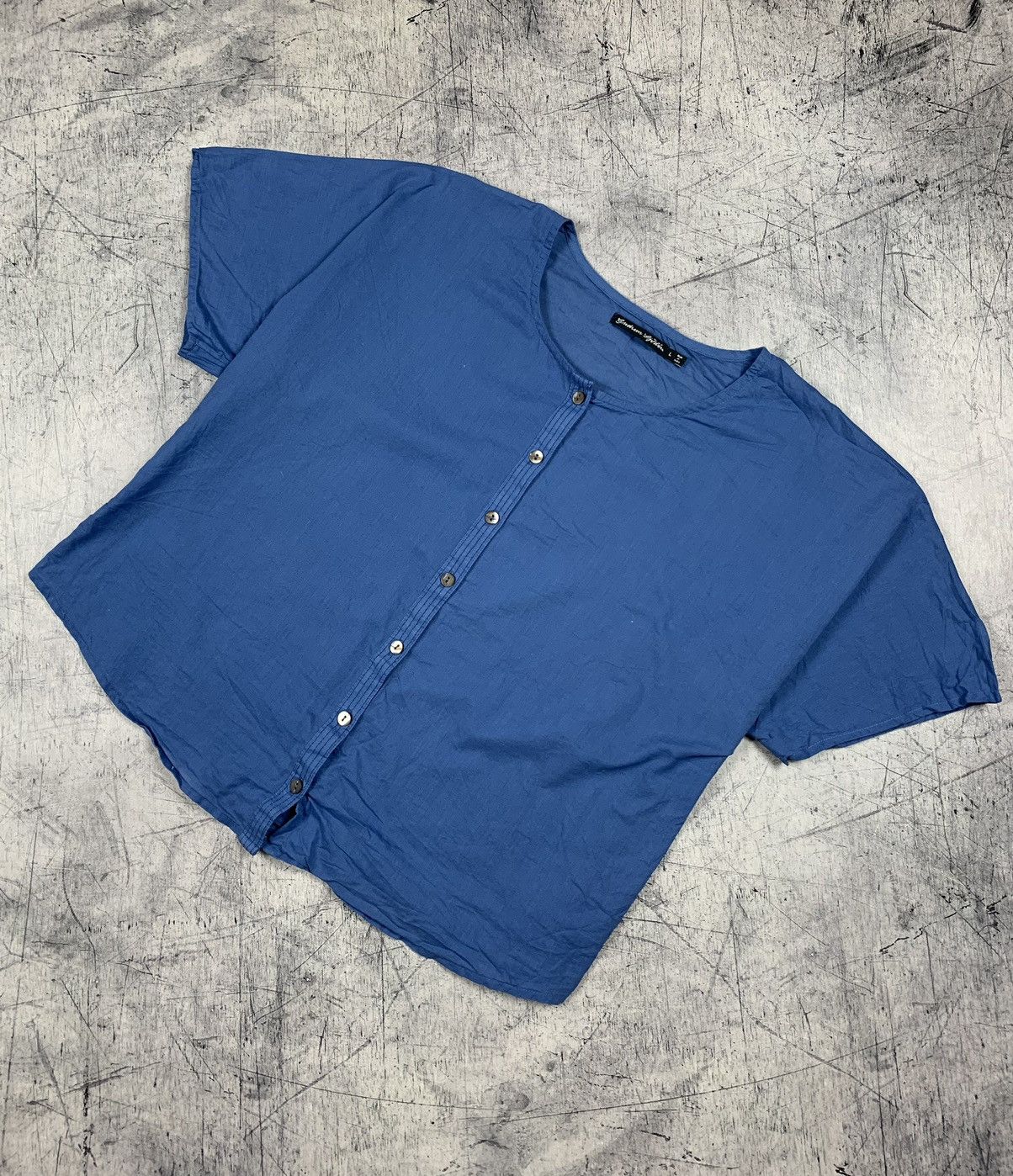 Gudrun Sjoden Gudrun Sjoden Blouse Shirt Short Sleeve Size L Blue Y2K Top Size L / US 10 / IT 46 - 1 Thumbnail