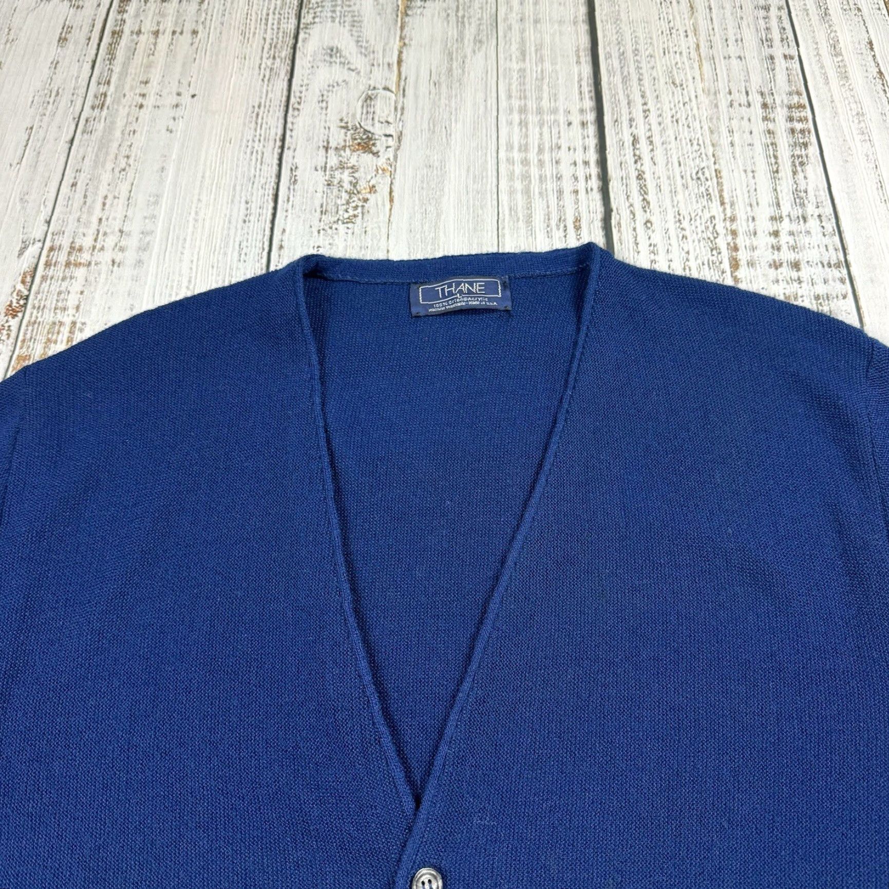 Vintage VINTAGE Thane Orlon Acrylic Cardigan Sweater Mens Essential Long Sleeve V-Neck Blue L 80s Grunge Casual Size US L / EU 52-54 / 3 - 2 Thumbnail