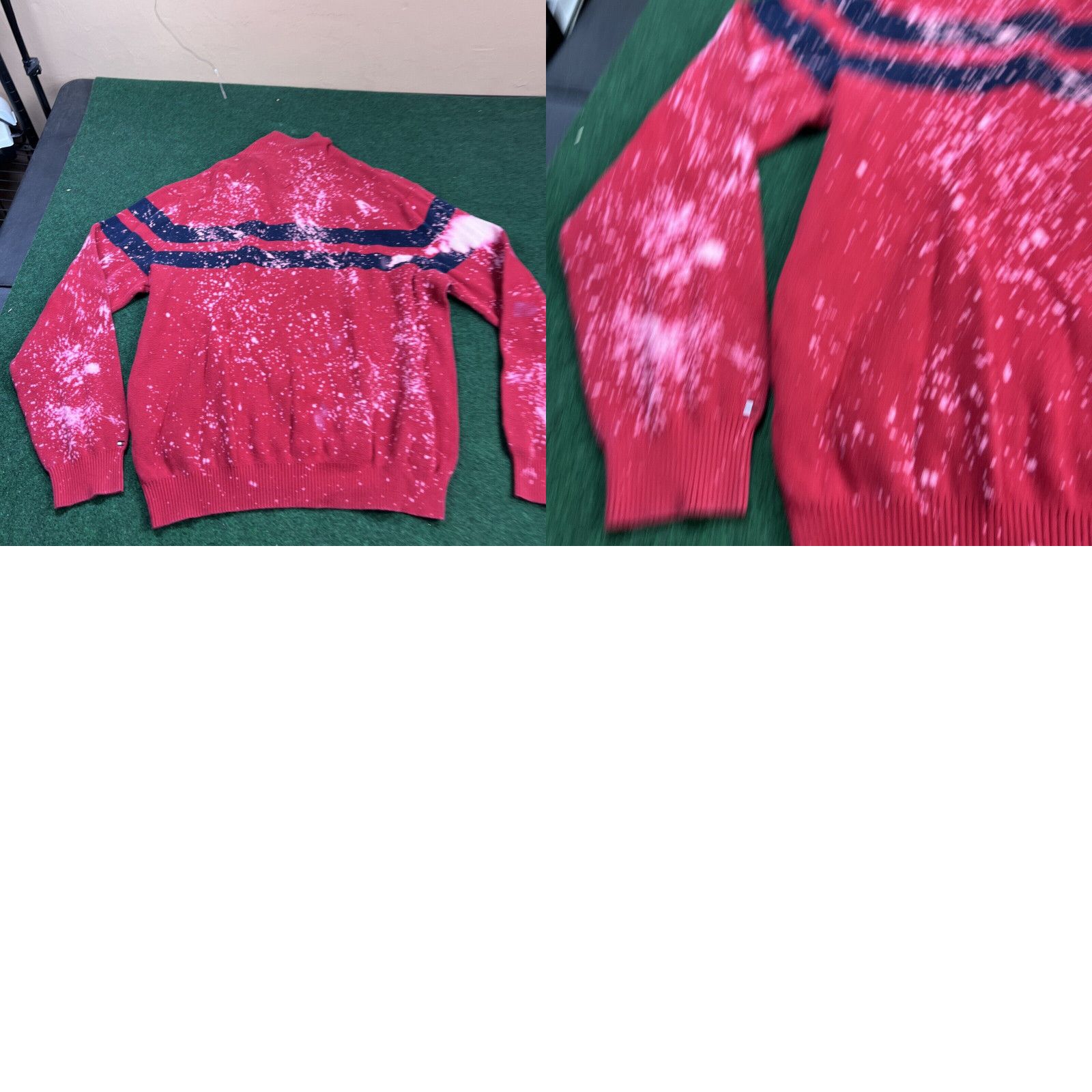 Tommy Hilfiger Custom Bleached Dyed Tommy Hilfiger Logo Red Stripe Quarter Zip Sweater Men's XL Size US XL / EU 56 / 4 - 8 Thumbnail