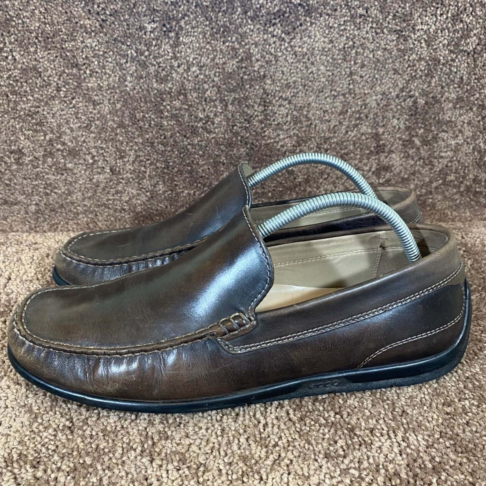 Ecco ECCO Loafers Mens 44 US 10-10.5 Brown Leather Slip On Casual Moc Toe Comfort Shoes Size US 11 / EU 44 - 7 Thumbnail