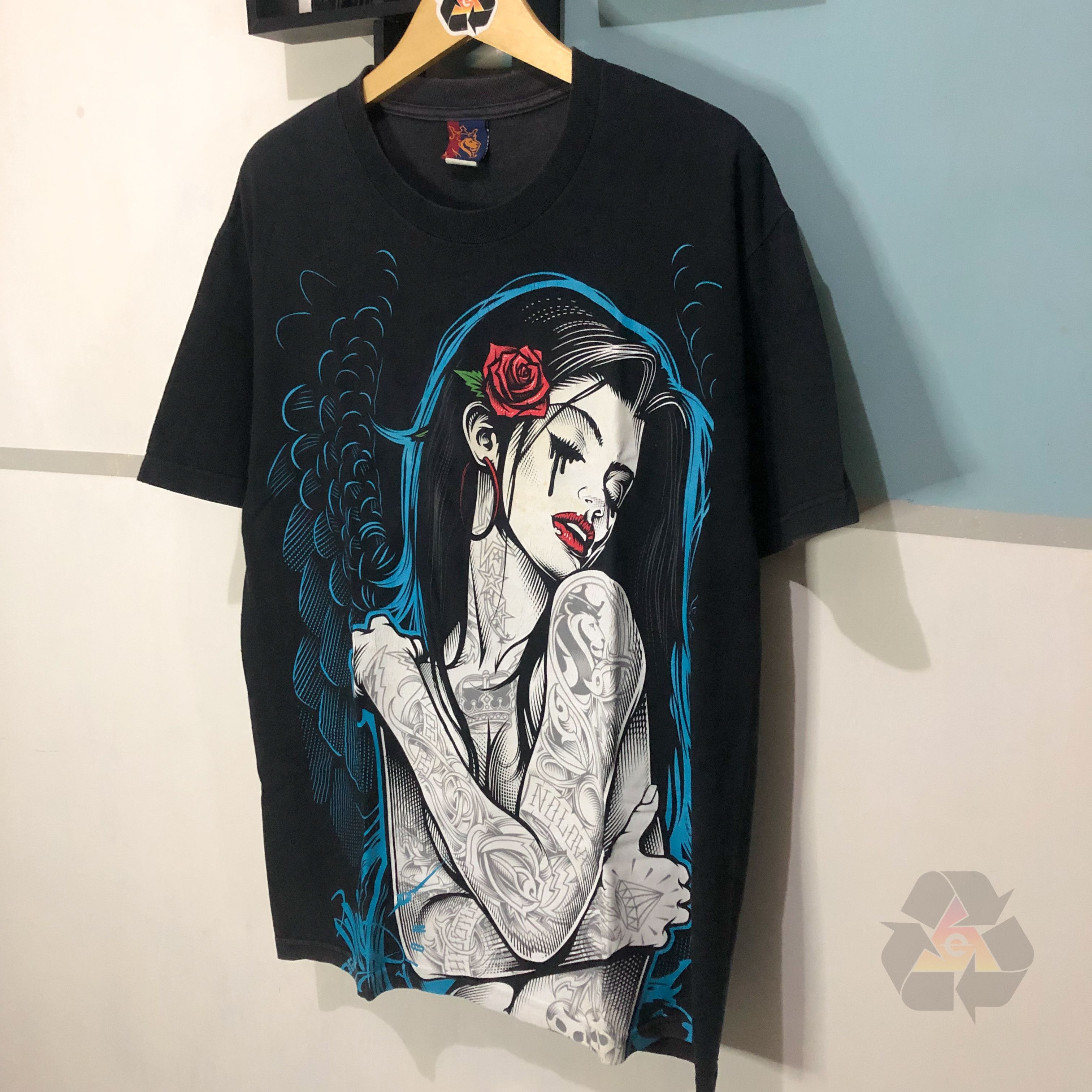 Japanese Brand Vintage Ogabel Double Sided Printed Women T-Shirt Y2K Size US L / EU 52-54 / 3 - 3 Thumbnail