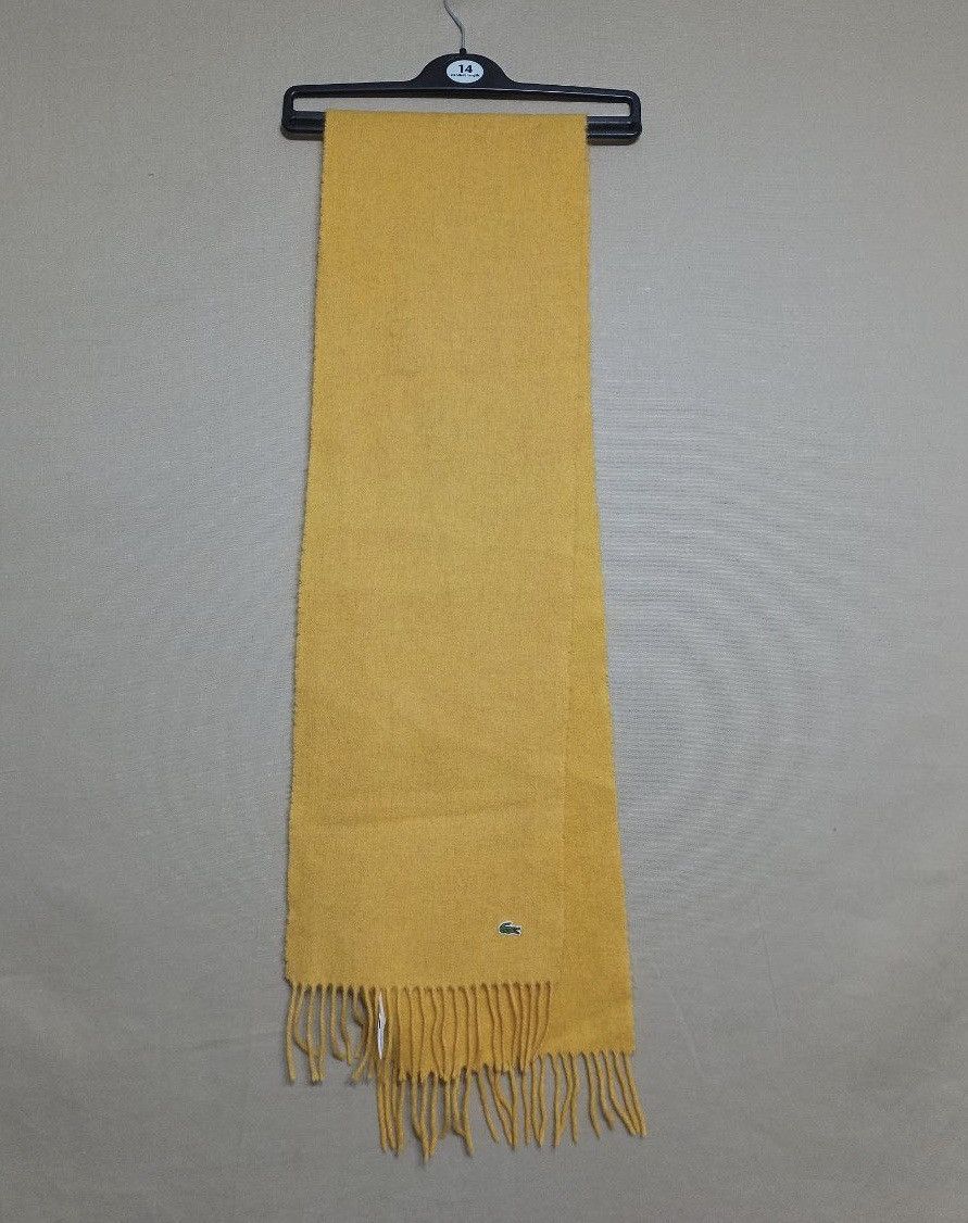 Lacoste × Vintage LACOSTE Yellow Wool Cashmere Vintage Scarf Size ONE SIZE - 2 Thumbnail