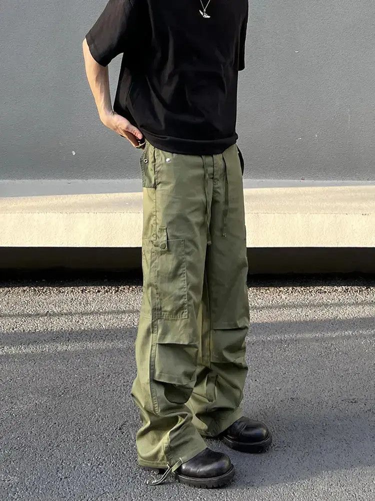 Japanese Brand × Vintage Straight tube loose wide leg drawstring casual pants Size US 32 / EU 48 - 1 Thumbnail