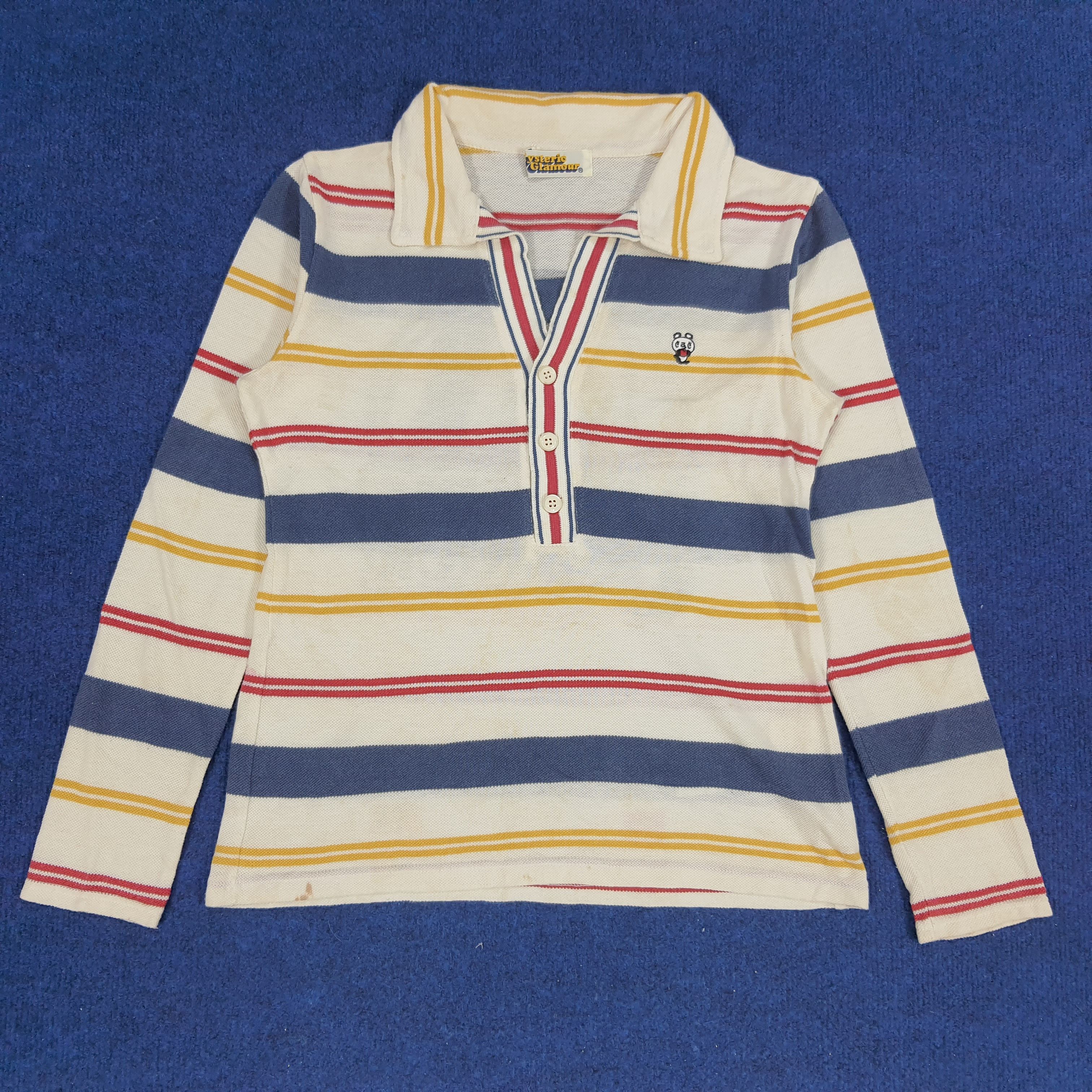 Hysteric Glamour × Japanese Brand × Vintage Vintage Hysteric Glamour Striped Custom Logo Polo Shirt Size XS / US 0-2 / IT 36-38 - 3 Thumbnail