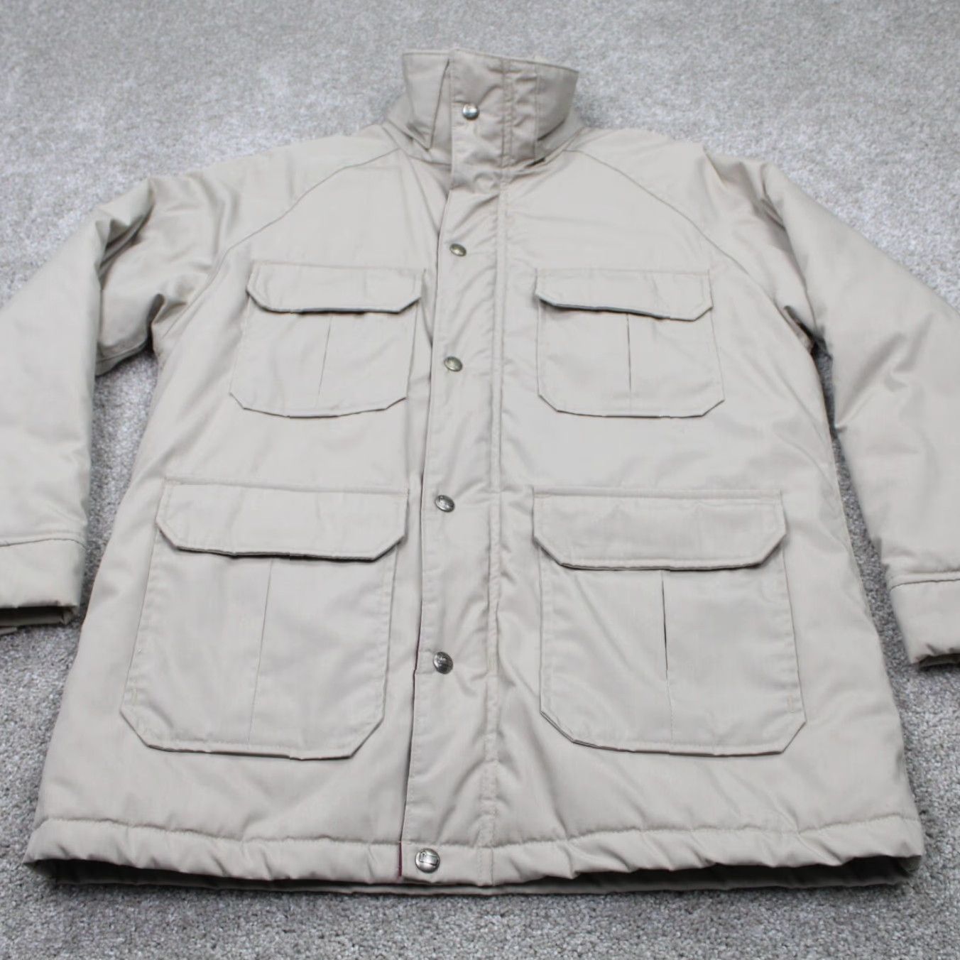 Vintage VTG Woolrich Chore Jacket Womens Medium Beige Full Zip Snaps Olefin Filling Coat Size M / US 6-8 / IT 42-44 - 2 Thumbnail