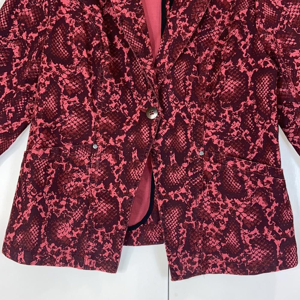 Designer G.I.L.I. l Marron Snakeskin Print Blazer Jacket Size 14 Size XL / US 12-14 / IT 48-50 - 4 Thumbnail