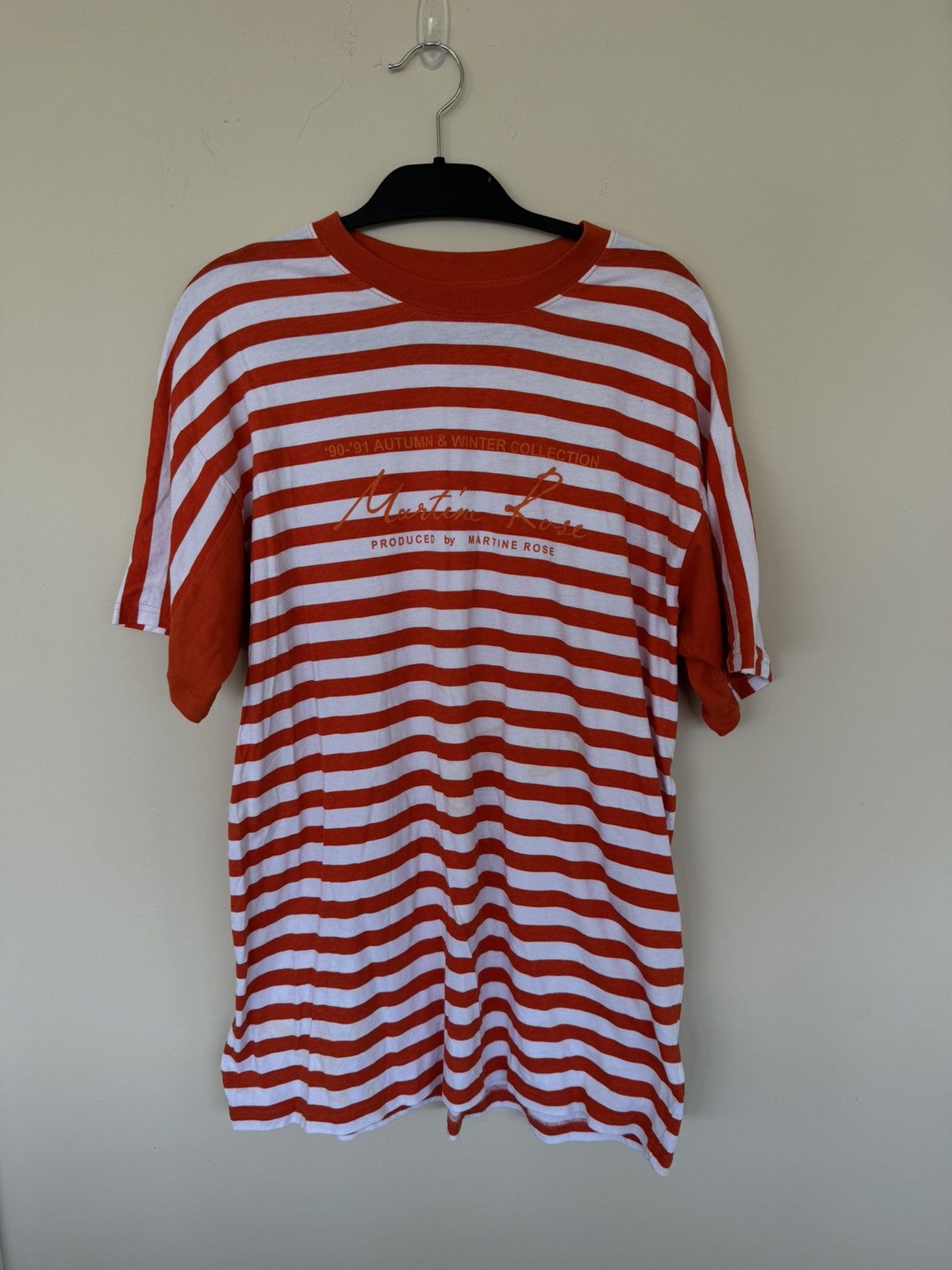 image of Martine Rose Striped Shirt in Orange, Men's (Size XL)