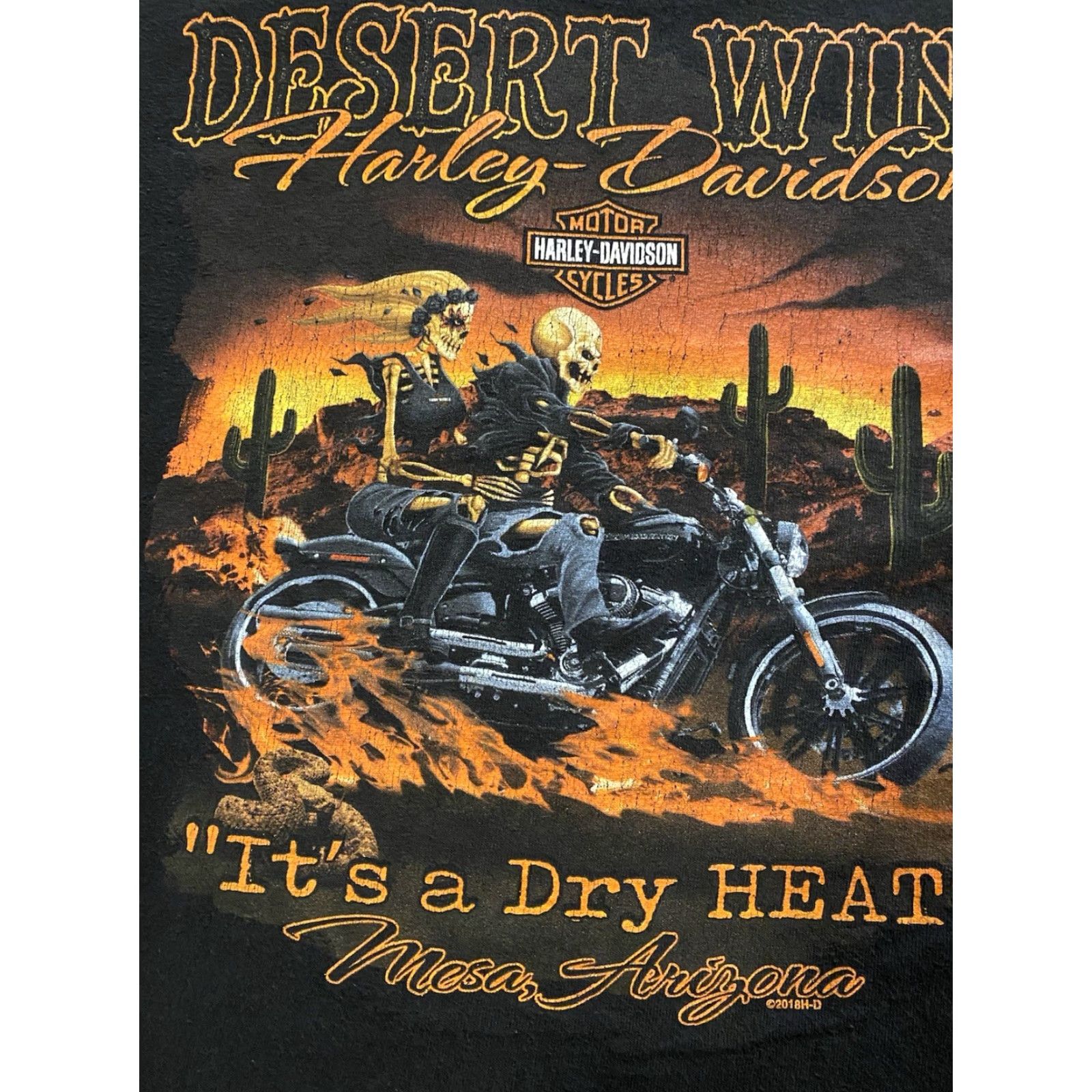 Harley Davidson Harley-Davidson T-Shirt Mens XL Black Double-Sided Skeleton Flames Graphic Print Crew Neck Short Sleeve Size US XL / EU 56 / 4 - 8 Thumbnail
