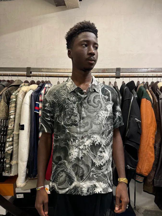Just Cavalli SS2018 Cavalli Tiger Fantasia Black & White Shirt Size US M / EU 48-50 / 2 - 2 Thumbnail