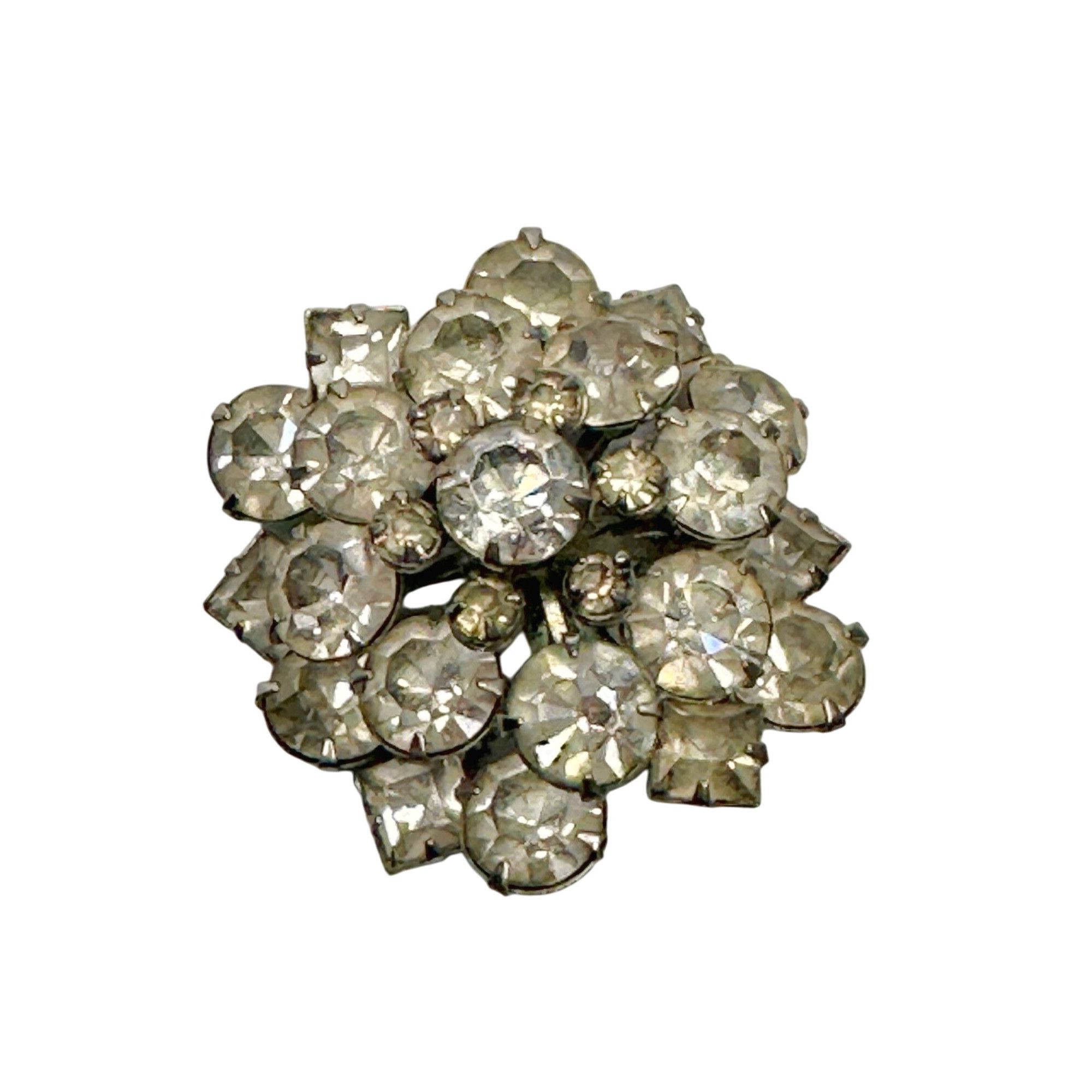 Other Vintage Rhinestone Cluster Dome Silver Tone Brooch Pin Size ONE SIZE - 1 Thumbnail