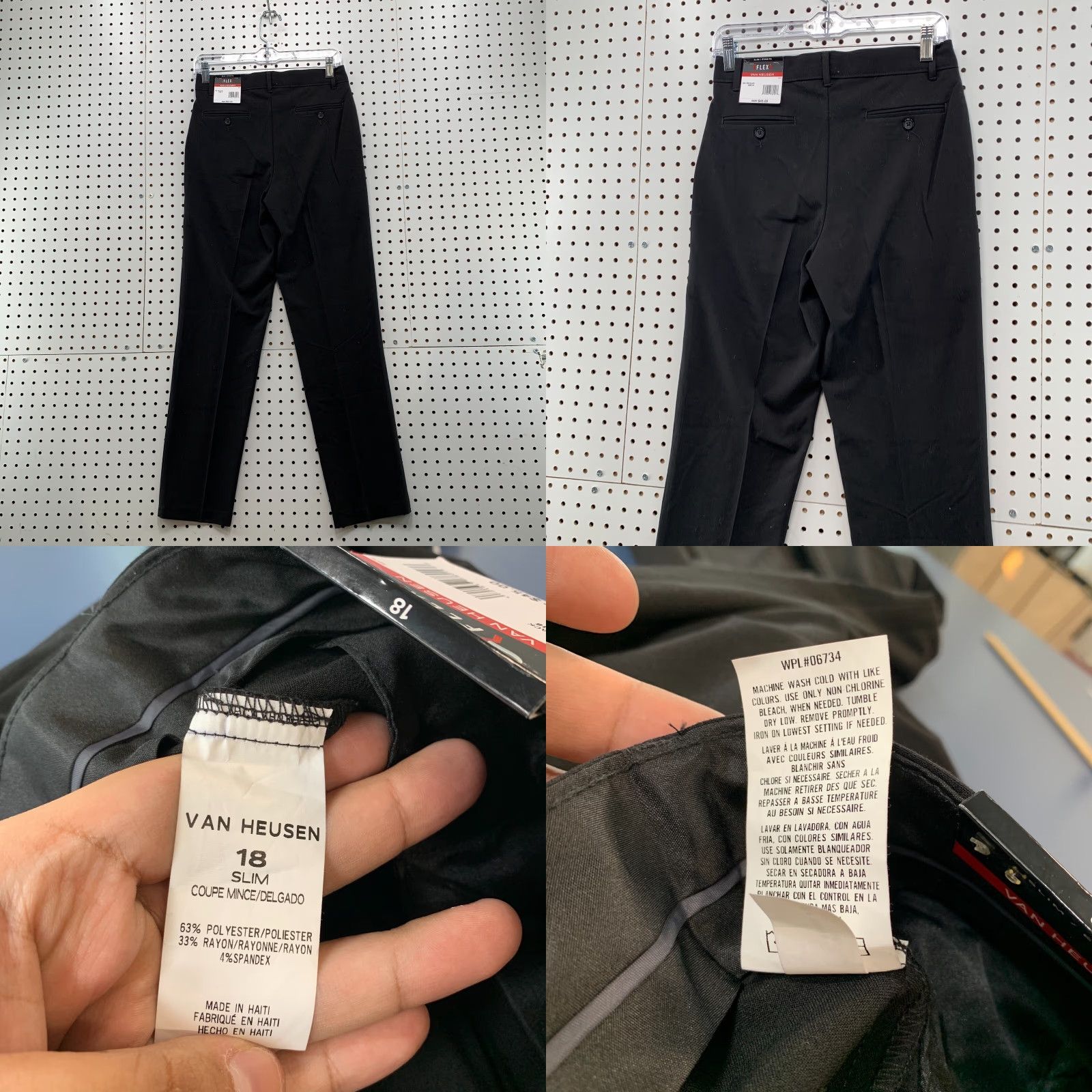 VINTAGE Van Heusen Flex Slim Black Dress Pants Womens Size 18 27x30 High  Rise Trousers
