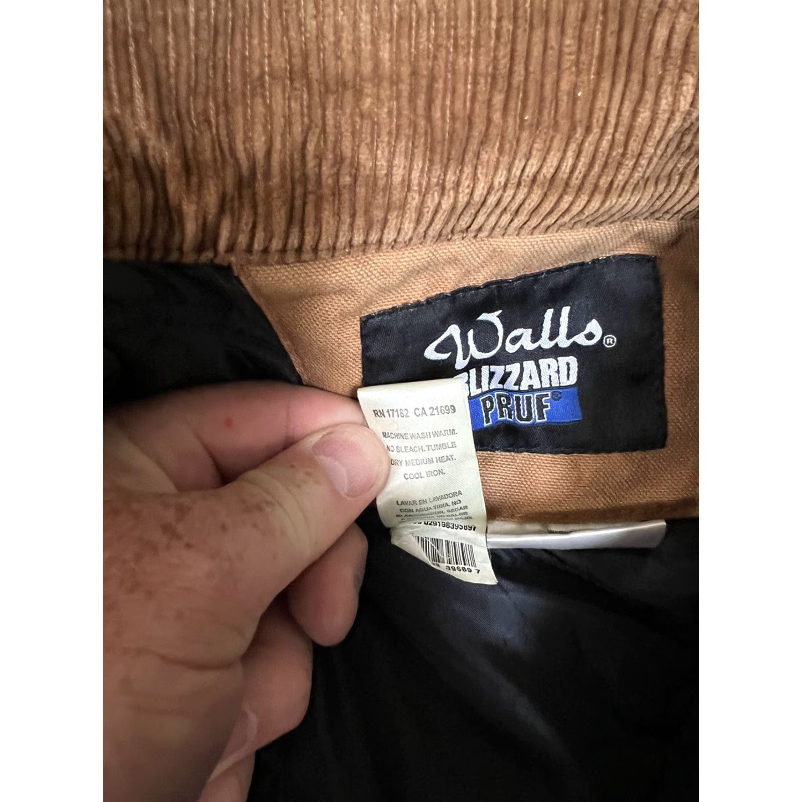 Walls VINTAGE Walls Blizzard Pruf Insulated Corduroy Cotton Work Jacket Large T Mens Jacket Camel Brown 90s Logo Pockets Full Zip Mid-Length Size US L / EU 52-54 / 3 - 6 Thumbnail