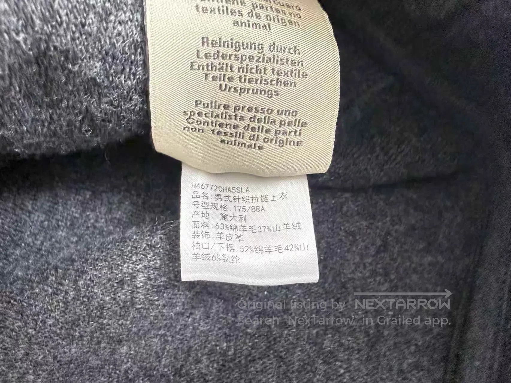 Hermes Hermes Dark Gray Wool and Cashmere Blend Mixed with Leathe Size US L / EU 52-54 / 3 - 6 Thumbnail