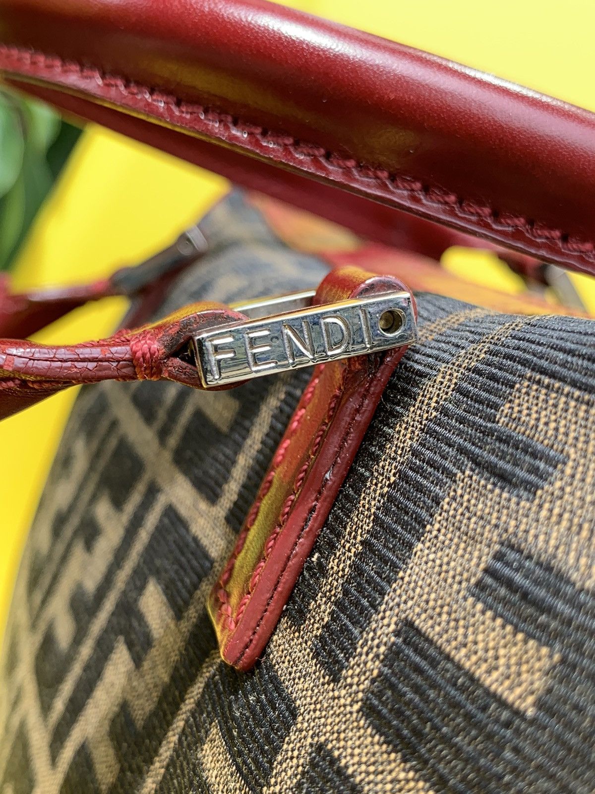 Fendi × Vintage AUTHENTIC VINTAGE FENDI ZUCA TOTE TOBACCO RED BAG Size ONE SIZE - 6 Thumbnail