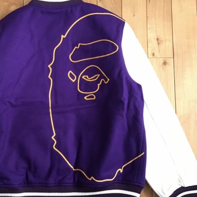 Bape BAPE Giant Head Leather Sleeve Varsity Jacket a bathing ape Size US XL / EU 56 / 4 - 5 Thumbnail