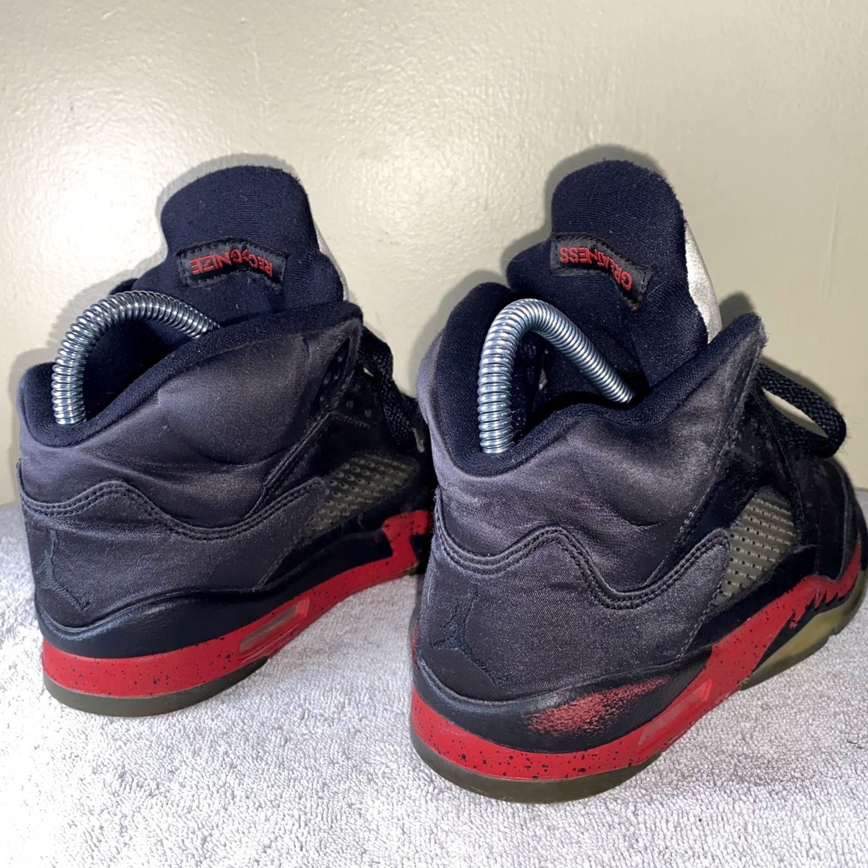 Nike VINTAGE Nike Air Jordan 5 V Retro Satin Bred Sneakers 440888-006 Women’s Size 6 Black Satin Retro Nike Air Sneaker Women’s Mens Size US 7 / IT 37 - 6 Thumbnail