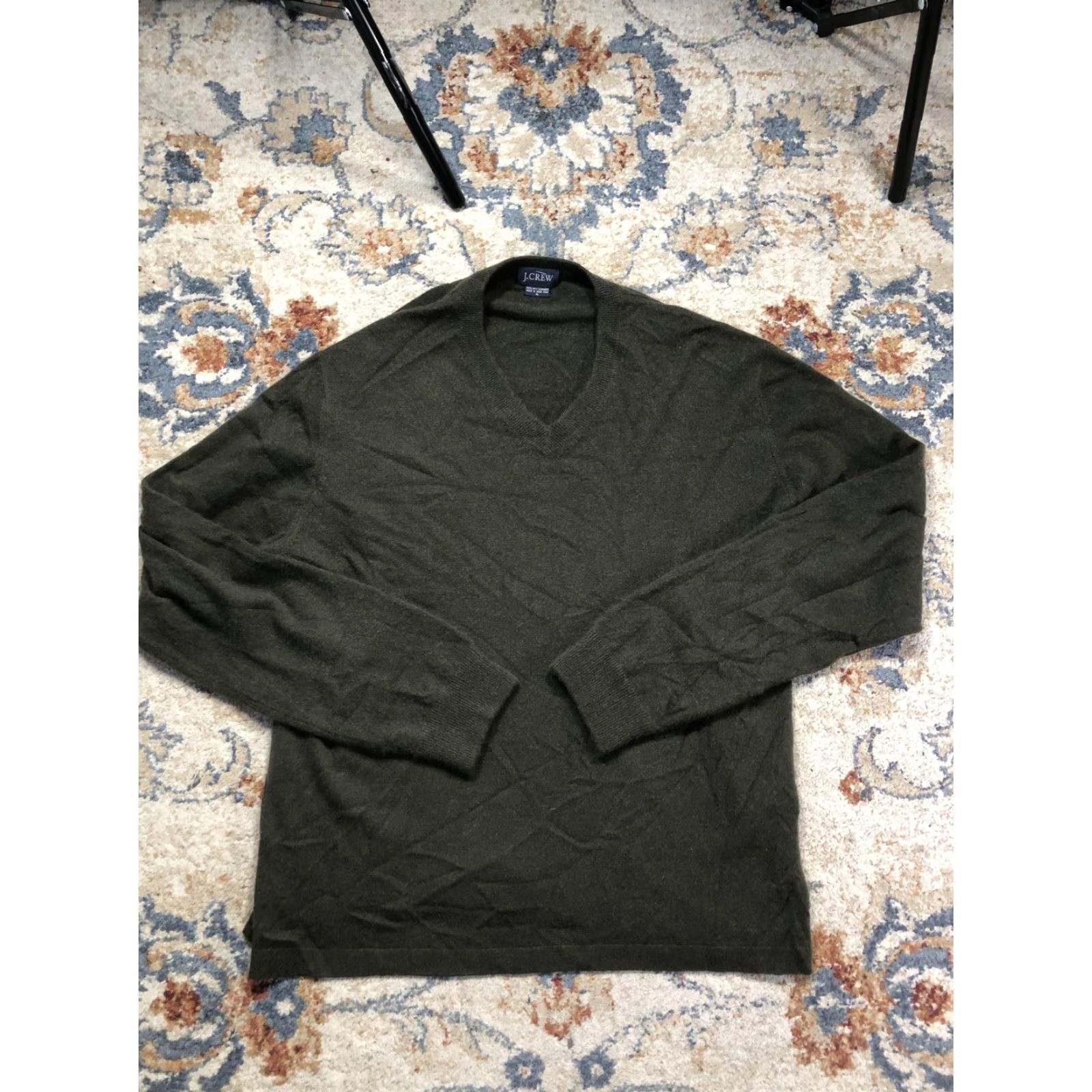 J.Crew J.Crew Sweater Mens XL Green 100% Cashmere V-Neck Knit Pullover Long Sleeve Size US XL / EU 56 / 4 - 2 Thumbnail