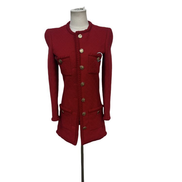 Saint Laurent Paris Saint Laurent Red Textured Wool Jacket Size 38 Size S / US 4 / IT 40 - 1 Thumbnail