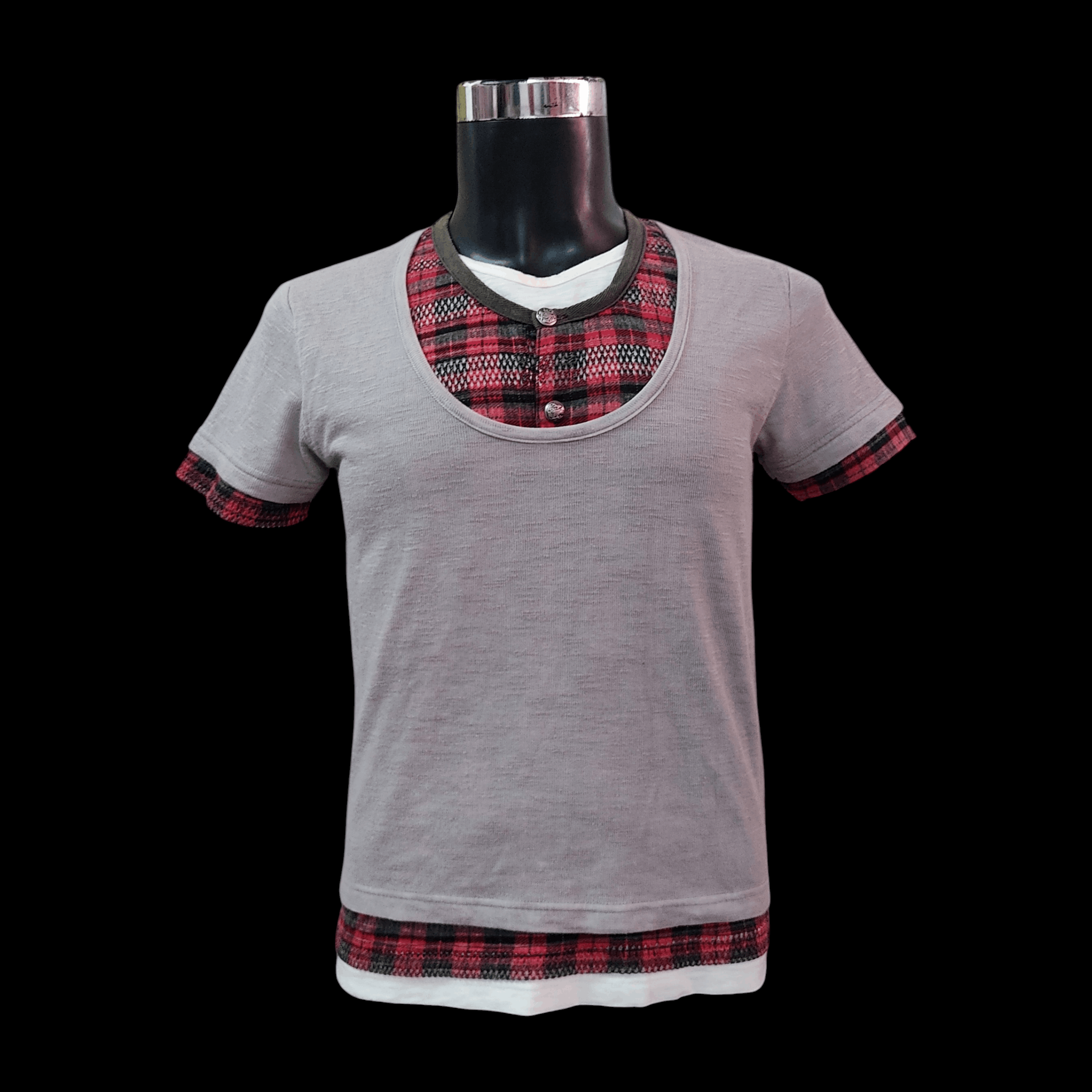 Japanese Brand BreathMINT Number(N)ine Aesthetic Grunge Plaid Layered Tee Size US S / EU 44-46 / 1 - 1 Thumbnail