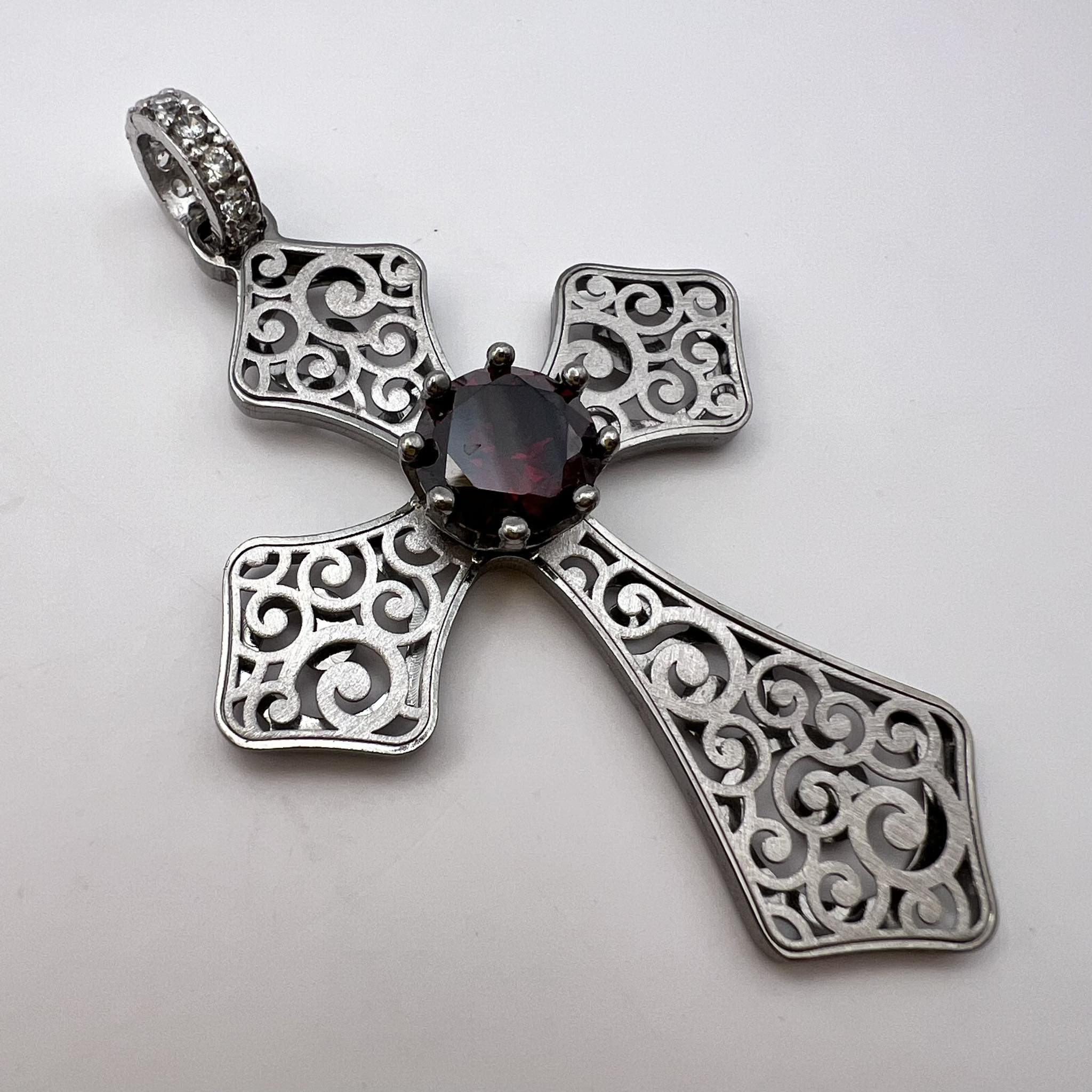 Sterling Silver × Vintage Vintage Sterling Silver 925 Cross Pendant Crystals Italy 9g Size ONE SIZE - 6 Thumbnail