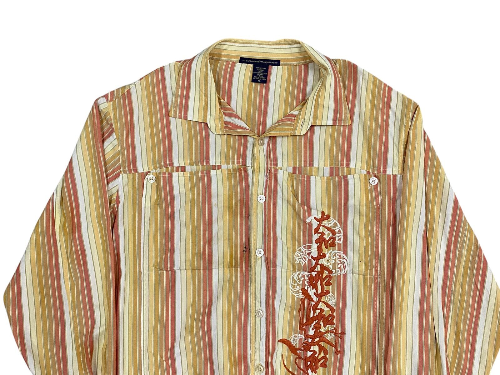 Marithe + Francois Girbaud Vintage Marithé François Girbaud Striped Shirt- Embroidered Size US XL / EU 56 / 4 - 4 Thumbnail