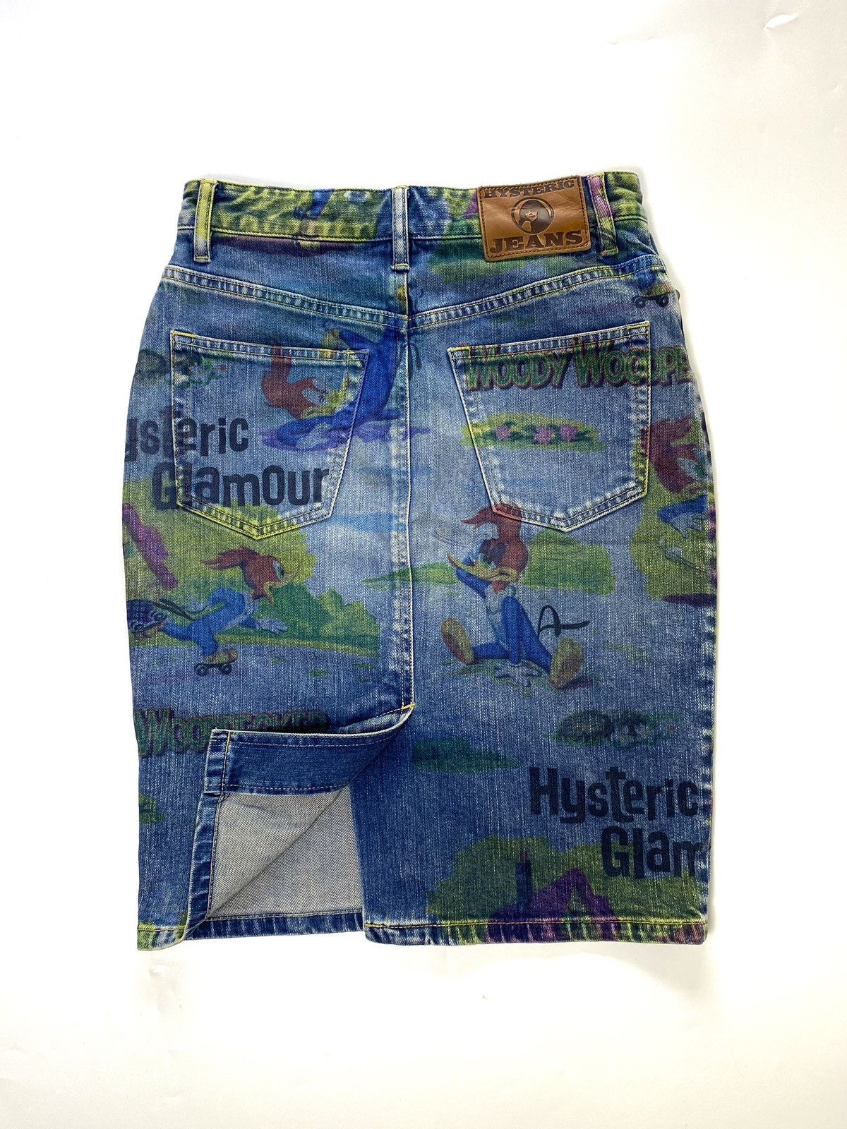 y2k midi skirt jeans by hysteric glamour woody woodpecker