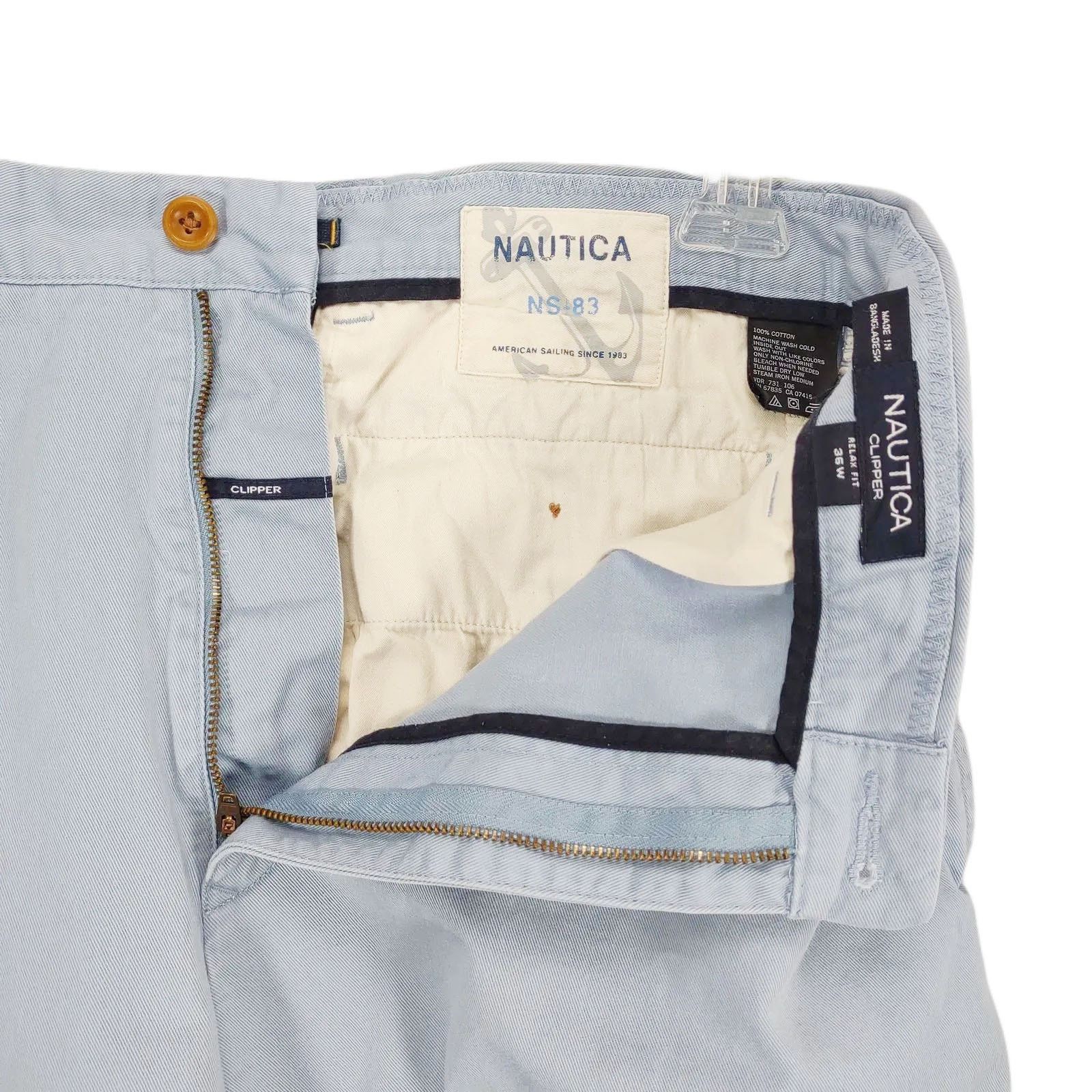 Nautica Nautica Clipper Men's Relaxed Fit Light Blue Chino Shorts Size US 36 / EU 52 - 5 Thumbnail