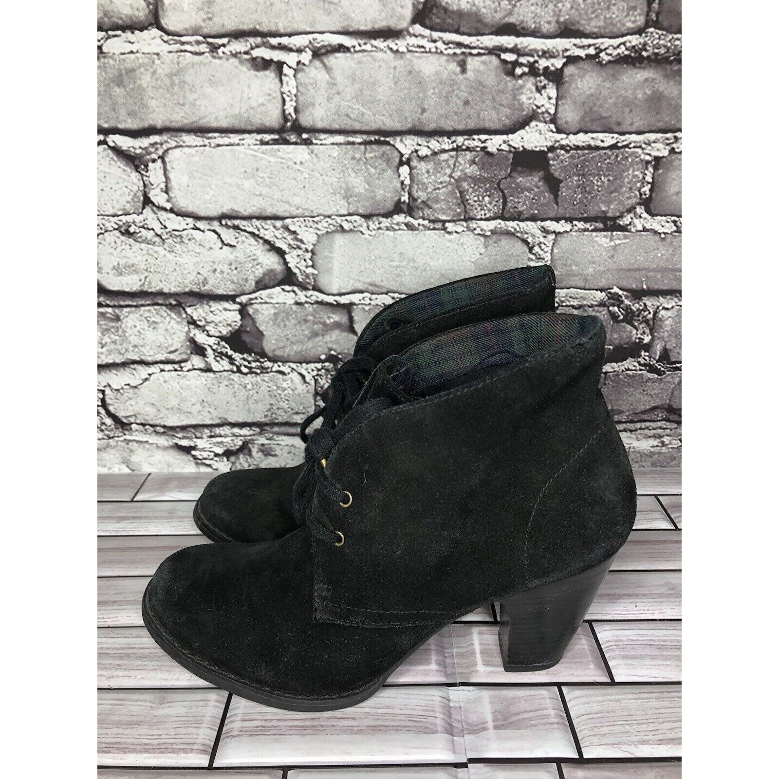 Clarks Indigo Clarks Black Suede Leather Ankle Stacked Heel Booties Size US 8 / IT 38 - 17 Thumbnail