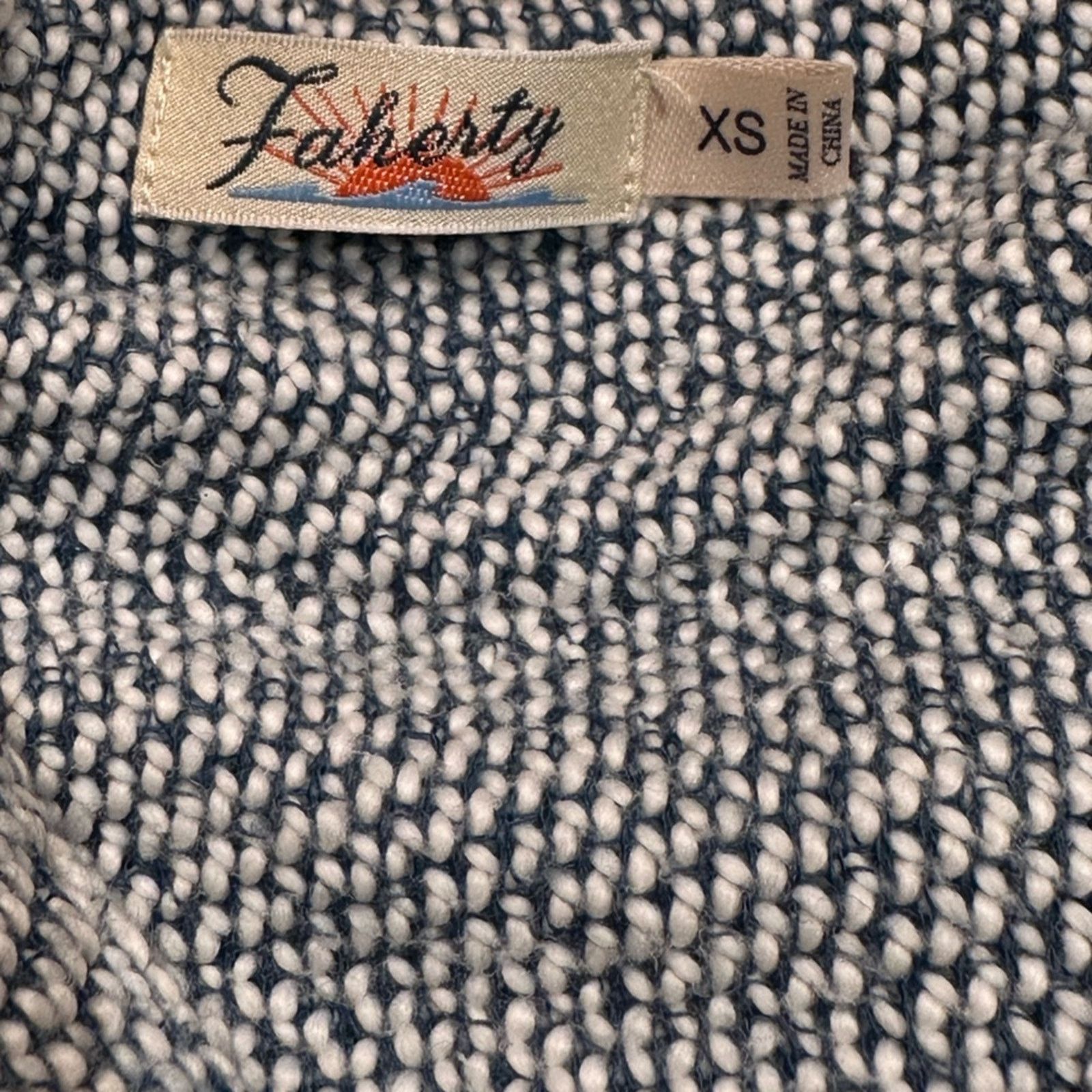 Faherty Faherty XS Blue & White Tweed Texture Hoodie Pullover Shirt Size US XS / EU 42 / 0 - 4 Thumbnail