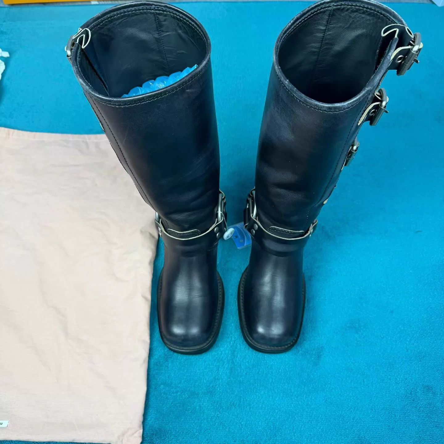 Miu Miu MIU MIU Leather Metal Trim Knee-High Boots Black EU38.5 Size US 8 / IT 38 - 1 Thumbnail