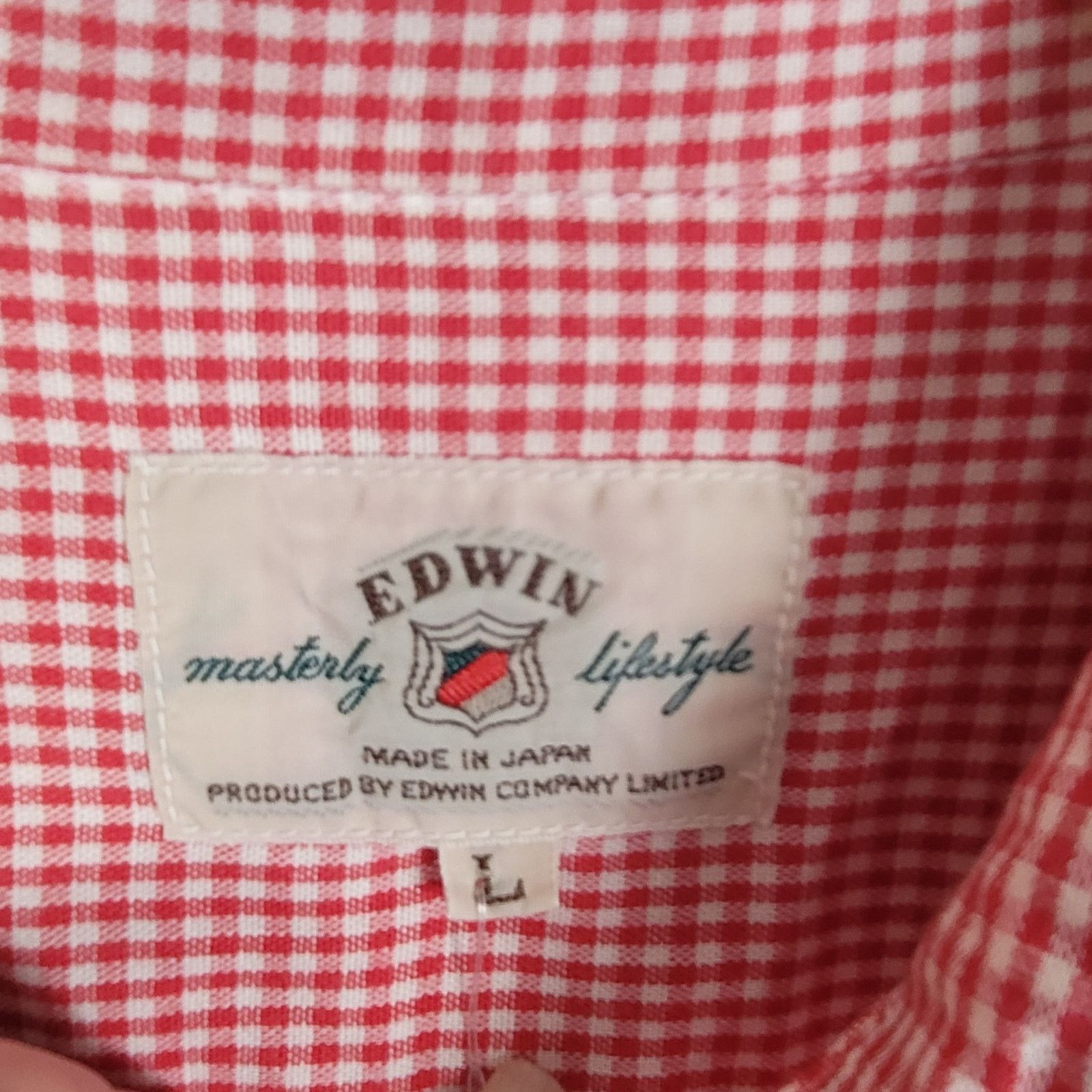 Edwin Vintage Edwin Tokyo Jeans red gingham button up shirt Large Size US L / EU 52-54 / 3 - 3 Thumbnail
